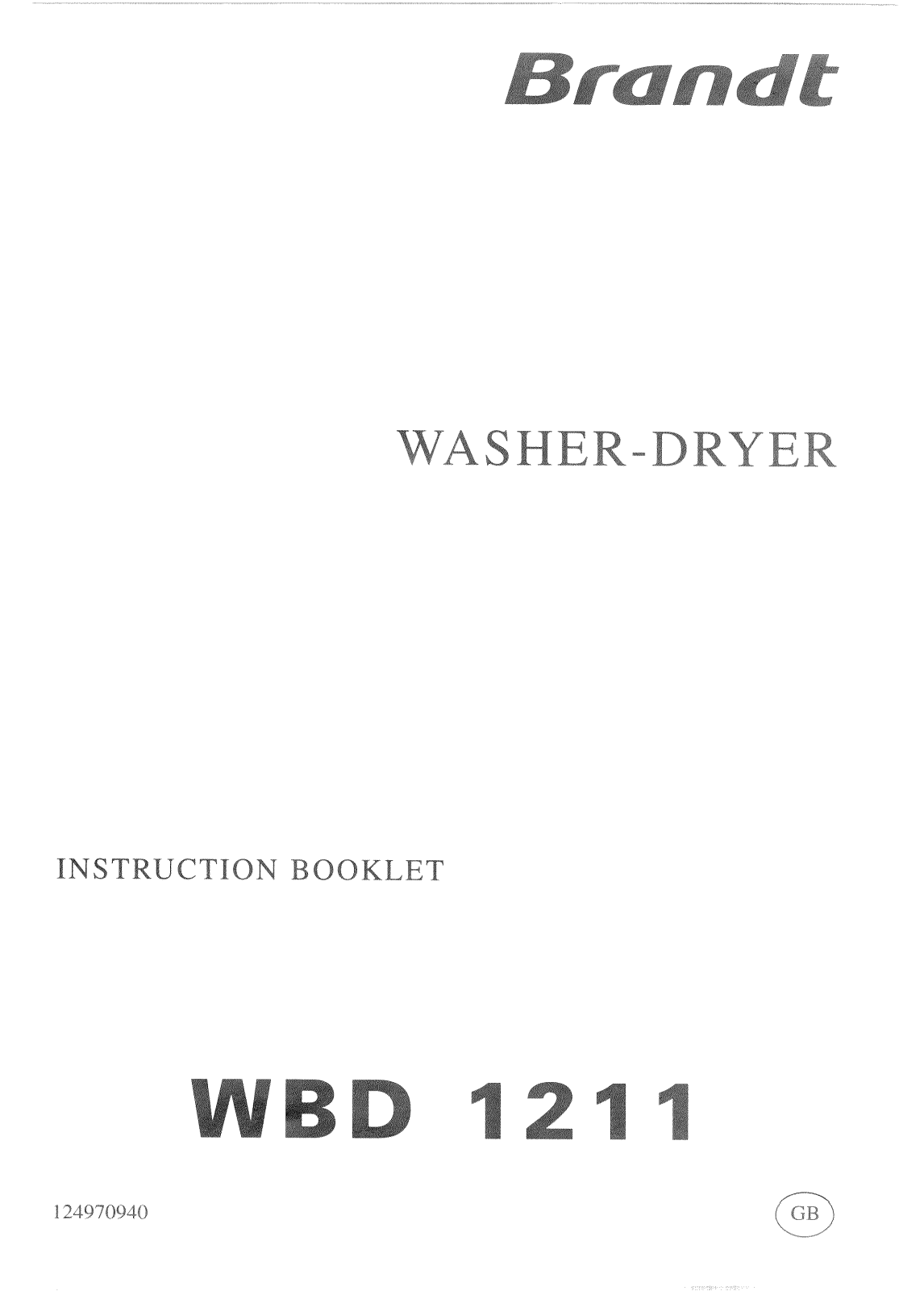 Brandt WBD1211 User Manual