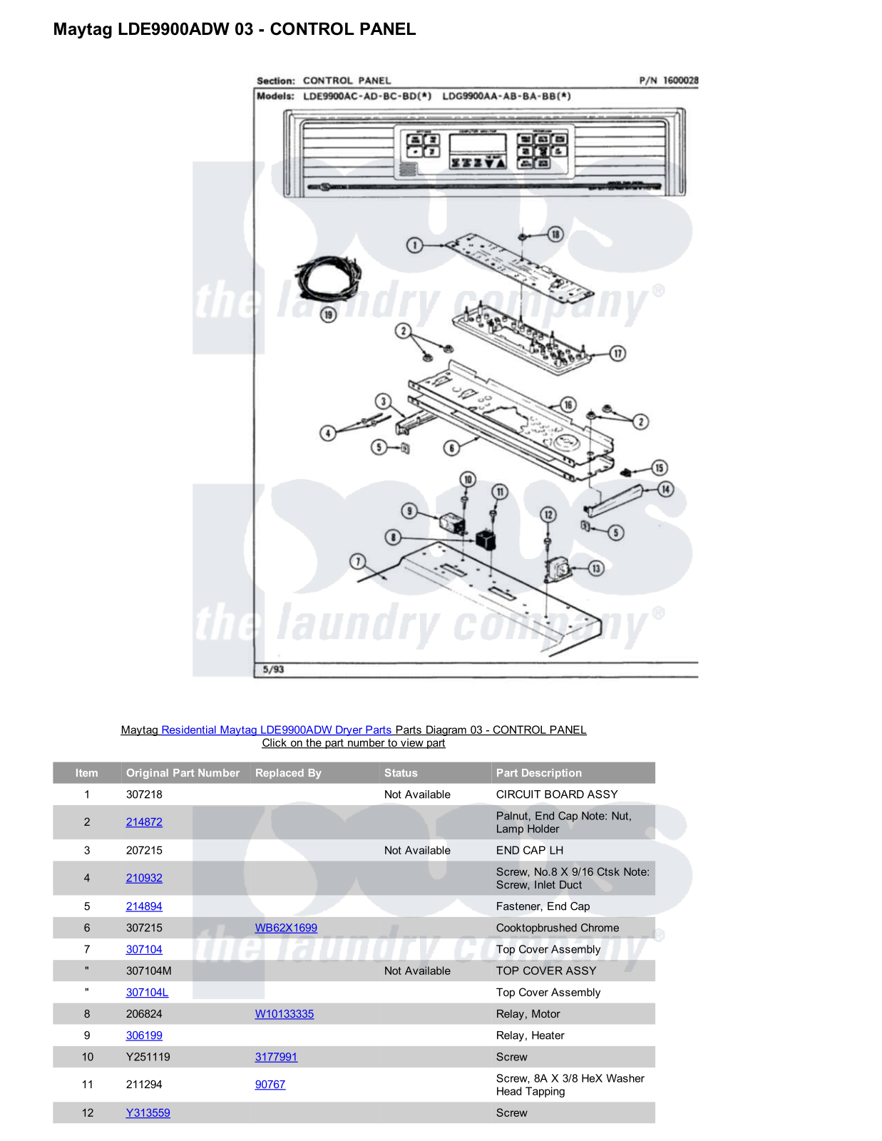 Maytag LDE9900ADW Parts Diagram