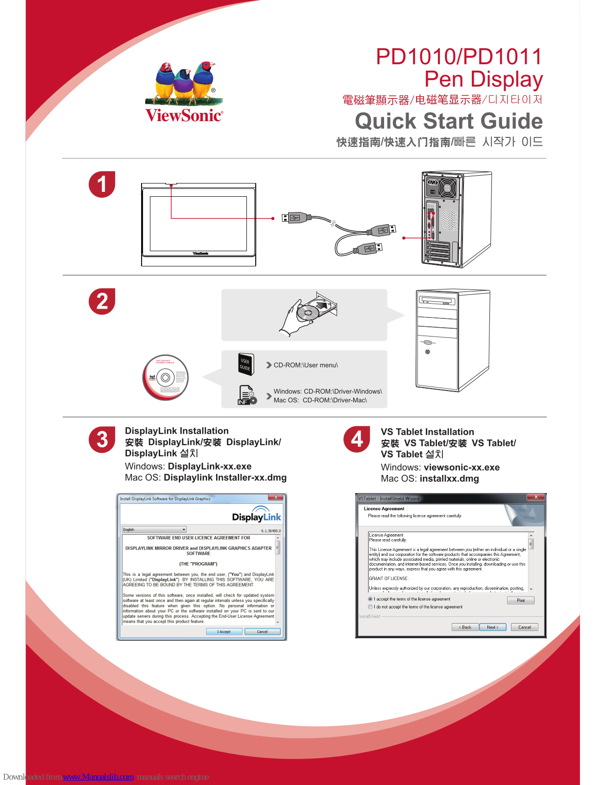 ViewSonic PD1010, PD1011 Quick Start Manual