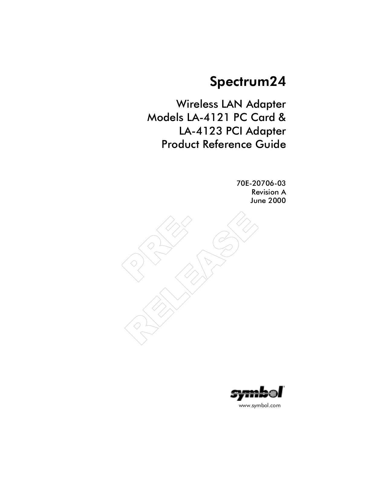 Symbol Technologies LA4121 Operators Guide