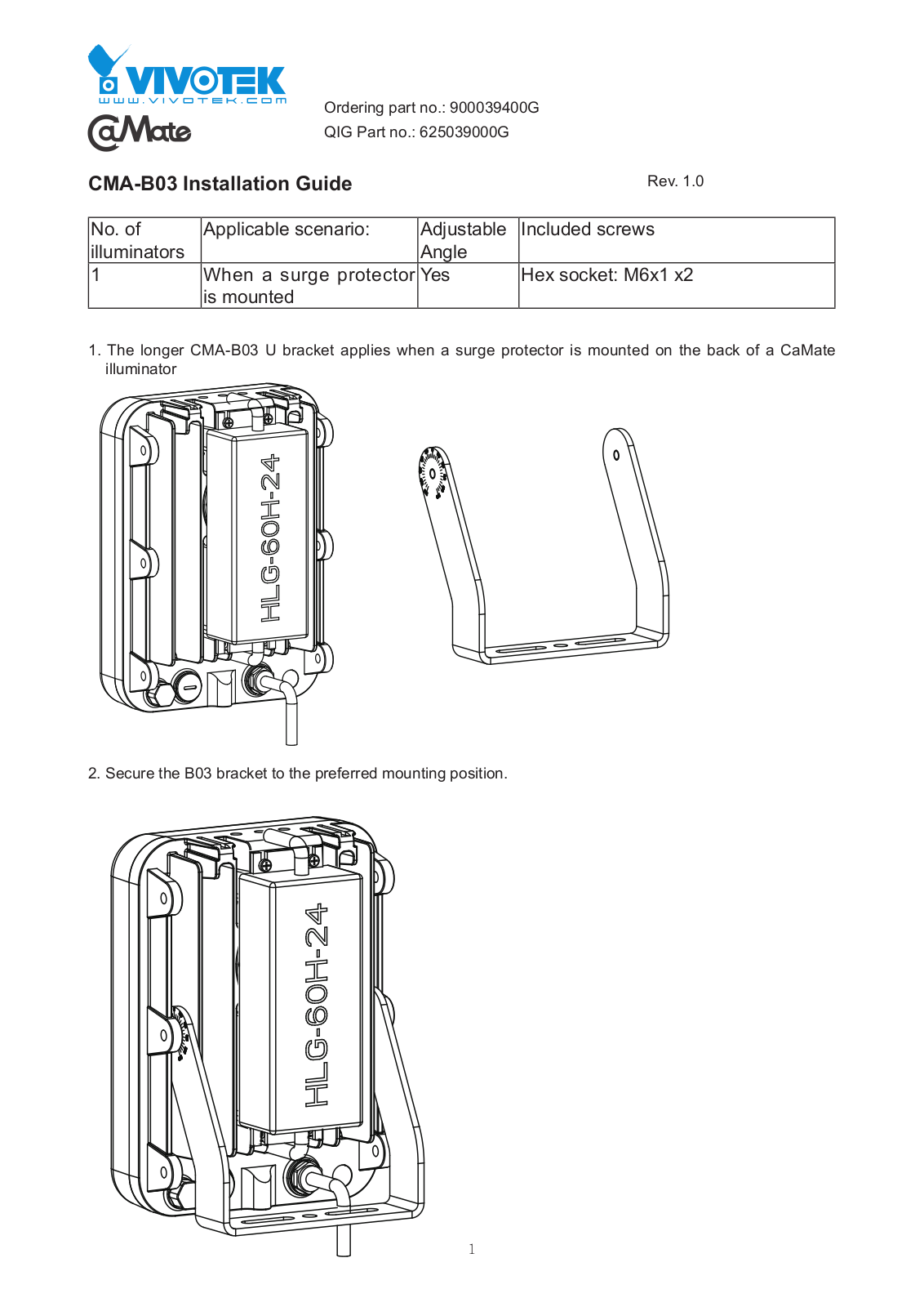 Vivotek CMA-B03 Installation Guide