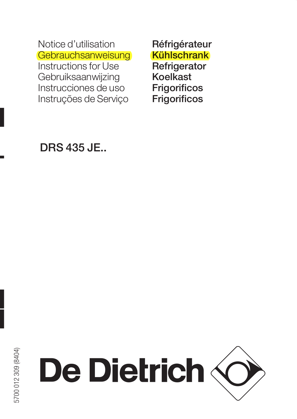 De dietrich DRS435JE User Manual