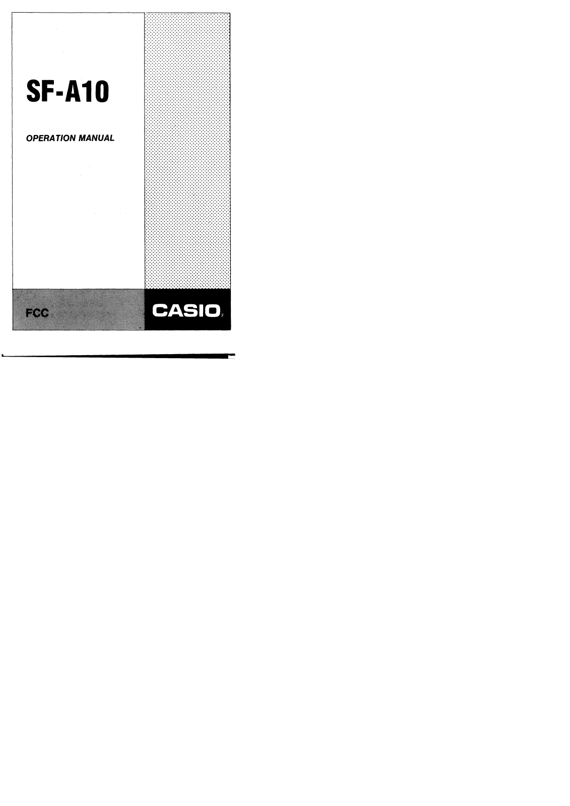 CASIO SF-A10 User Manual