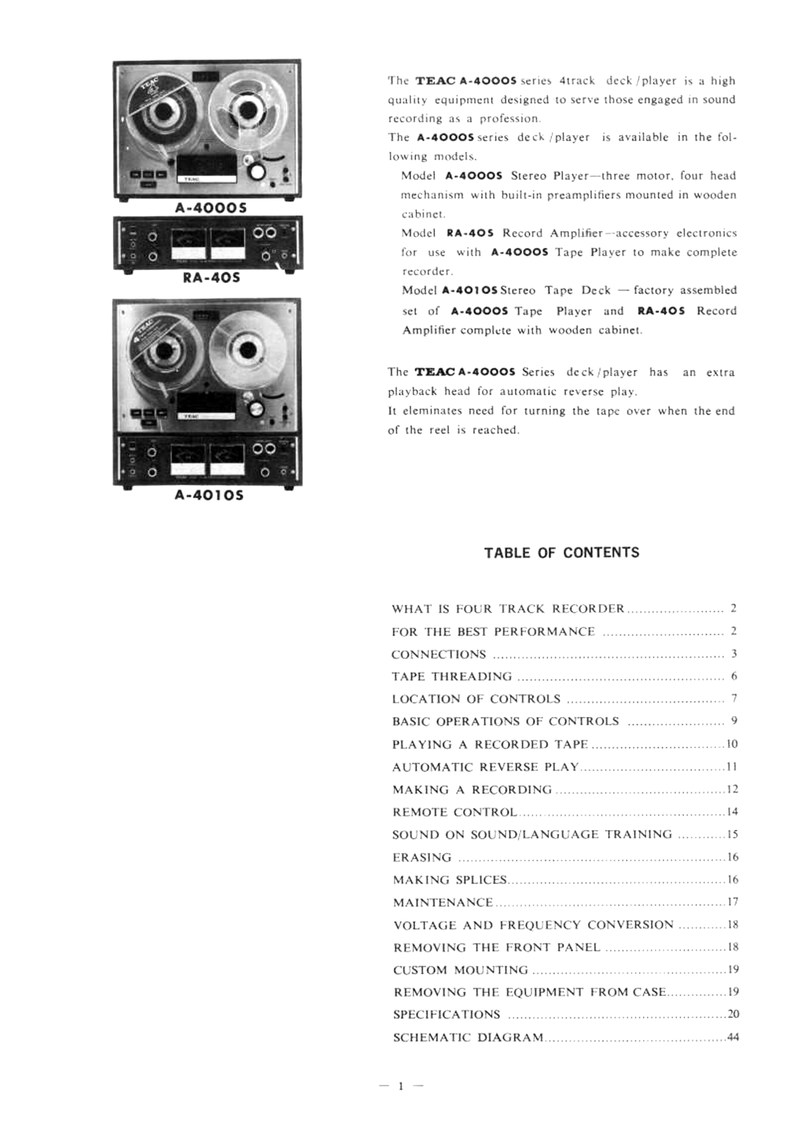 Tascam A-4000-S Owners manual