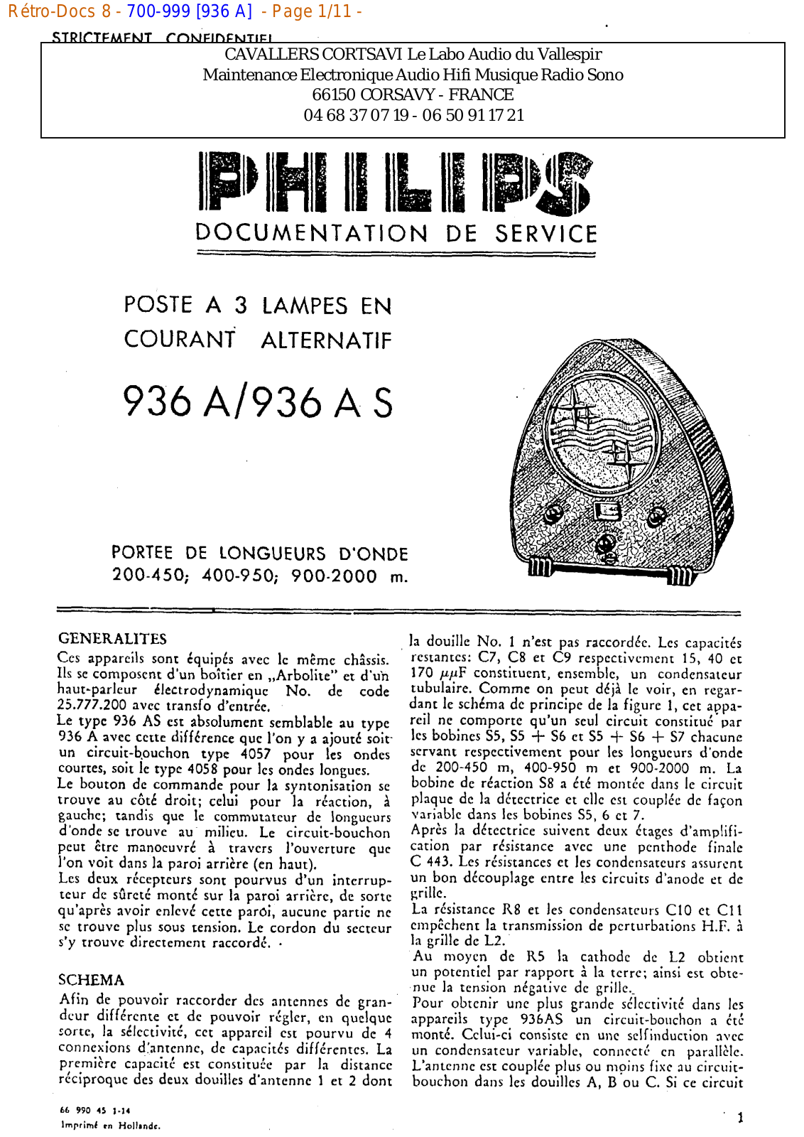 Philips 936 a Datasheet - ManualMachine.com