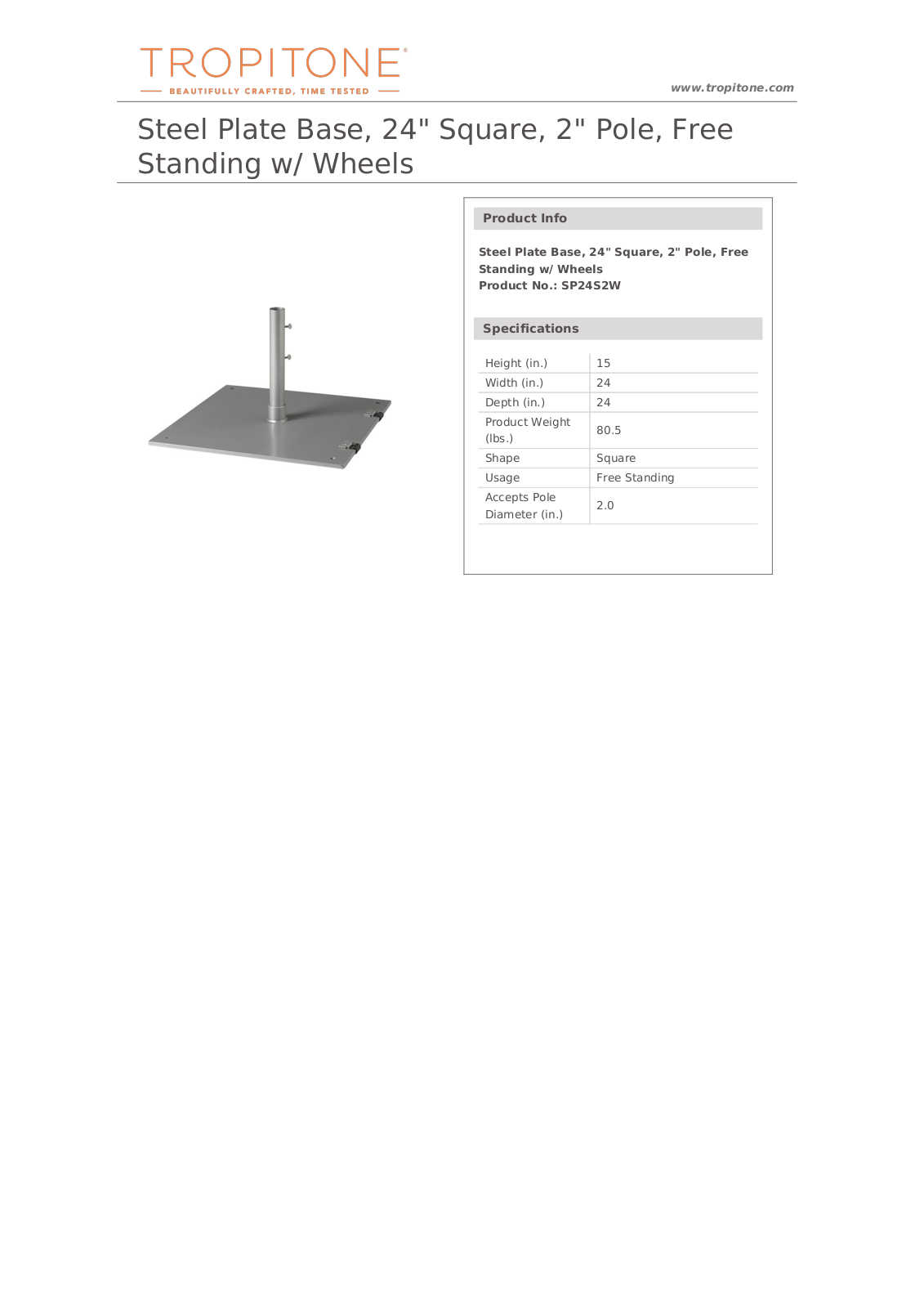 Tropitone TR2871 Dimensions - ManualMachine.com