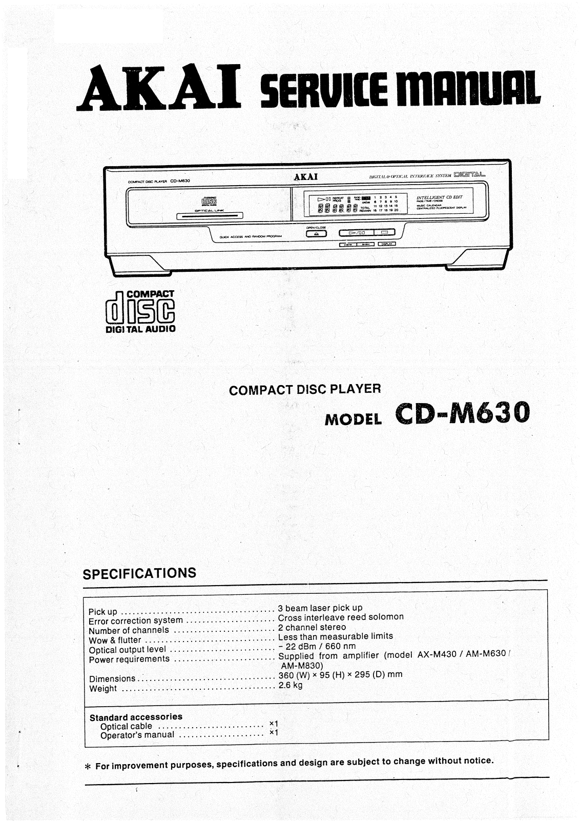 Akai CDM-630 Service manual