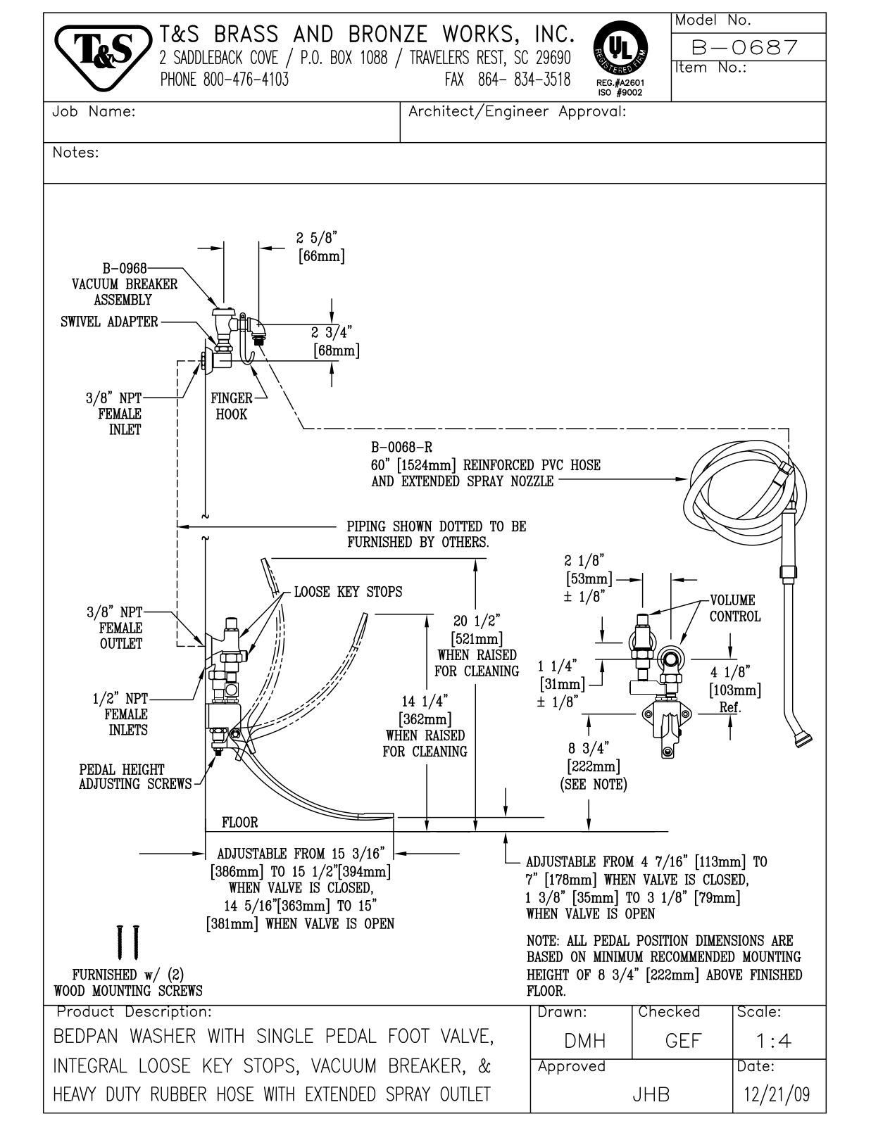 T&S Brass B-0687 User Manual