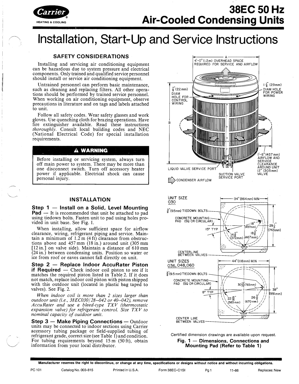 Carrier 38EC User Manual