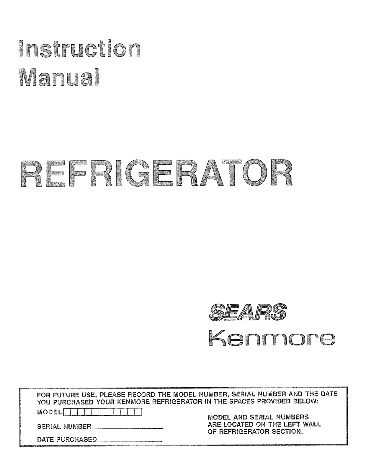 Kenmore 2539305287, 2539305285 Owner’s Manual