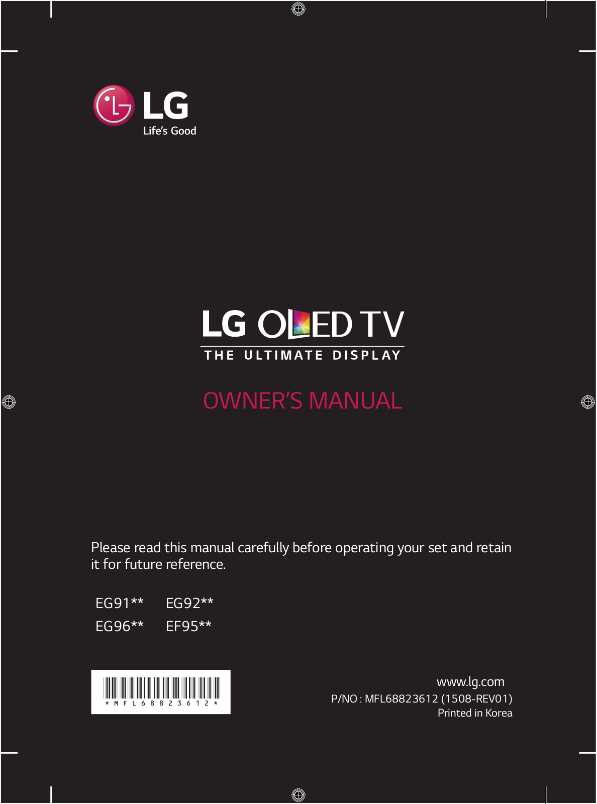 LG 55EG960V, 65EG960V, 65EF9509, 65EF950V, 55EF950V User Manual