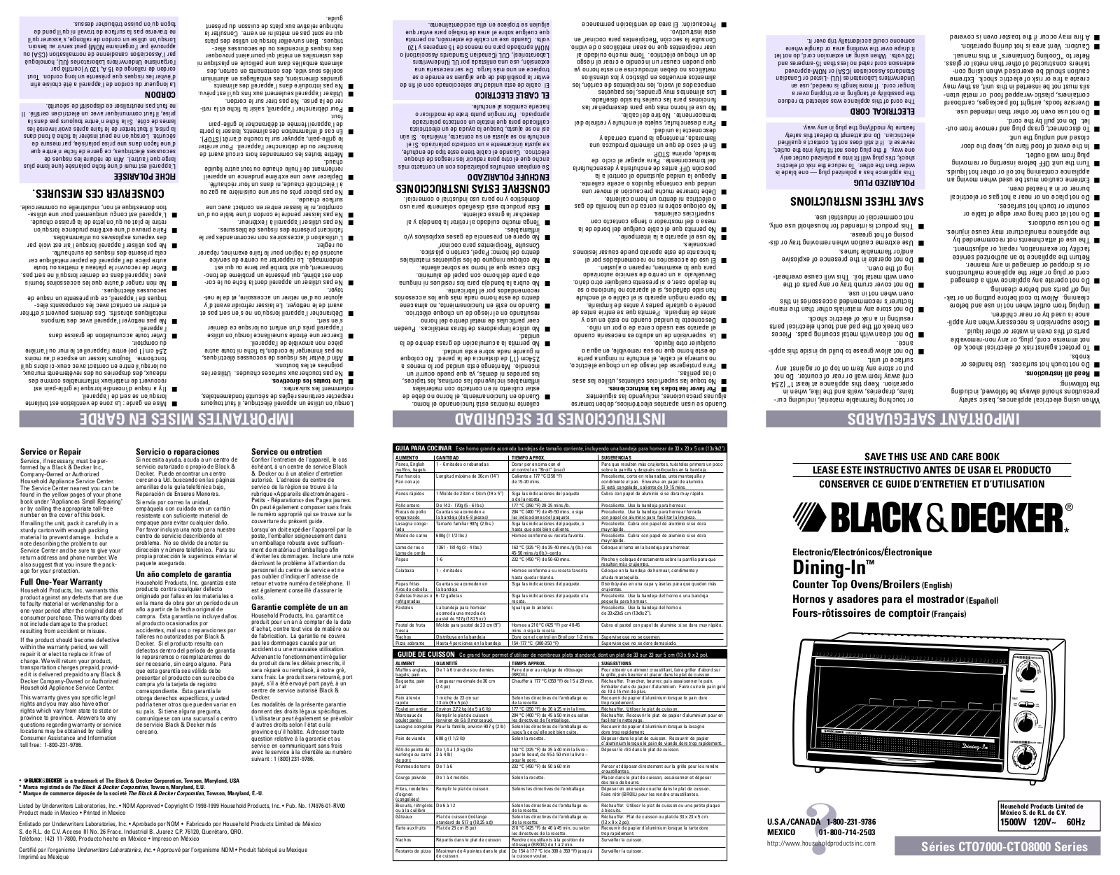 Black & Decker CTO7000, CTO8000 User Manual