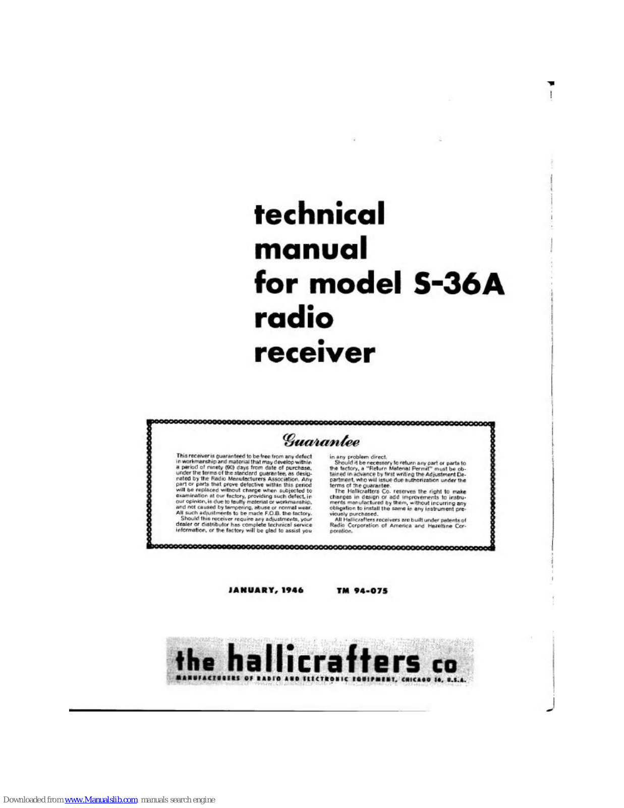 Hallicrafters S-36A Technical Manual