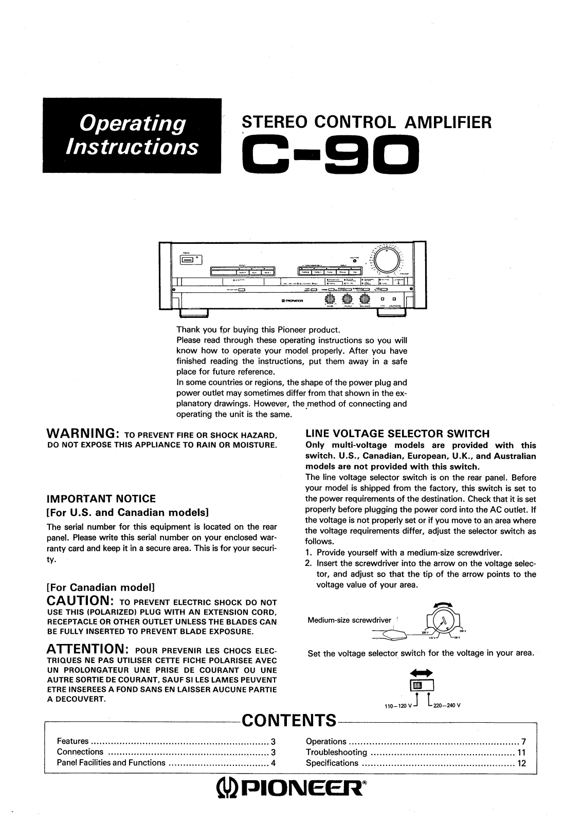 Pioneer C-90 Owners manual