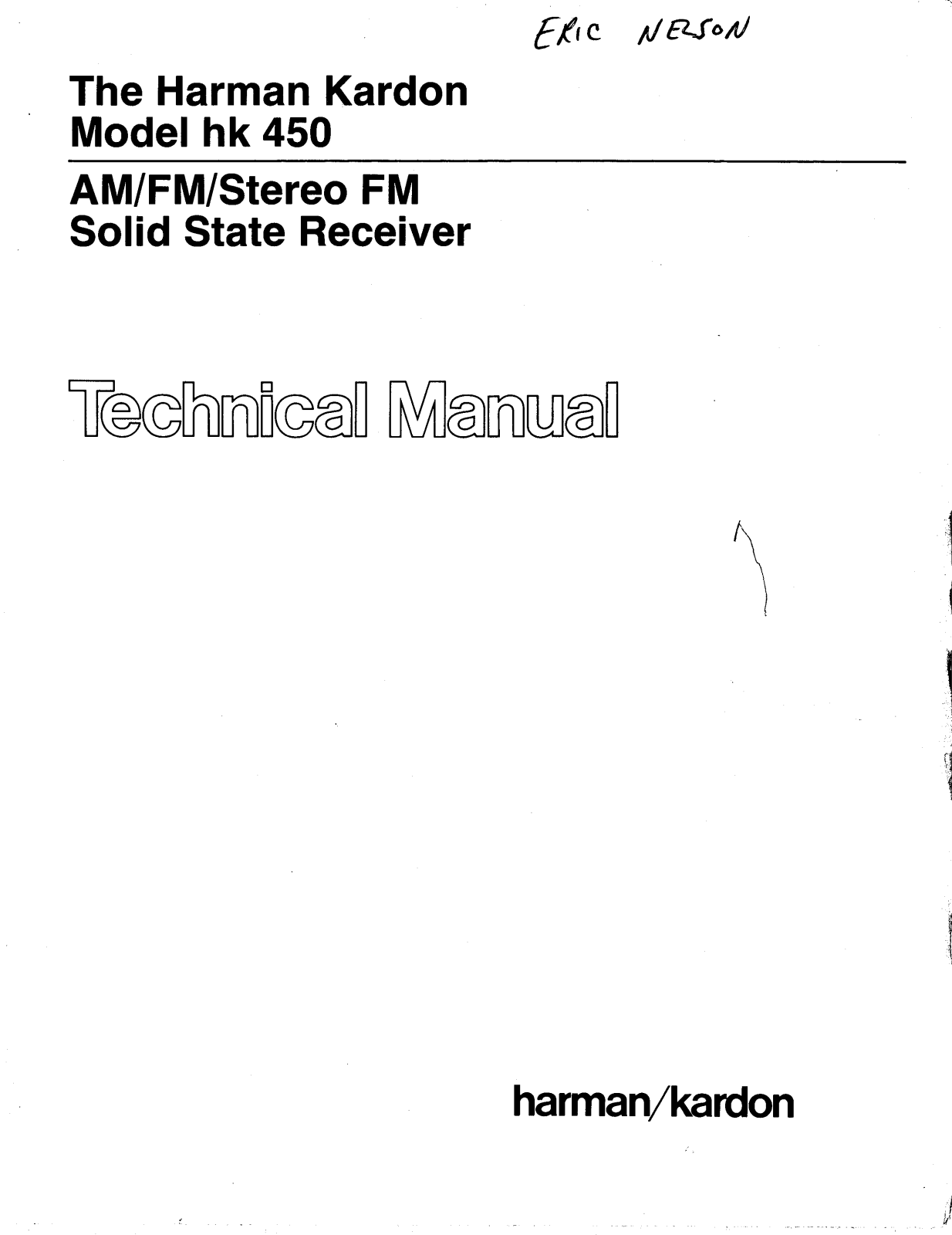 Harman Kardon HK-450 Service manual