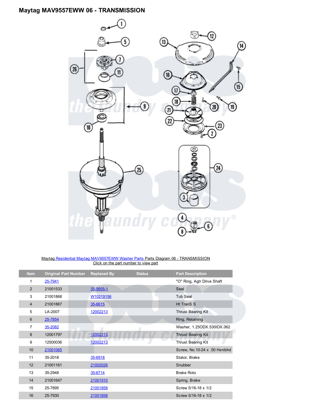 Maytag MAV9557EWW Parts Diagram