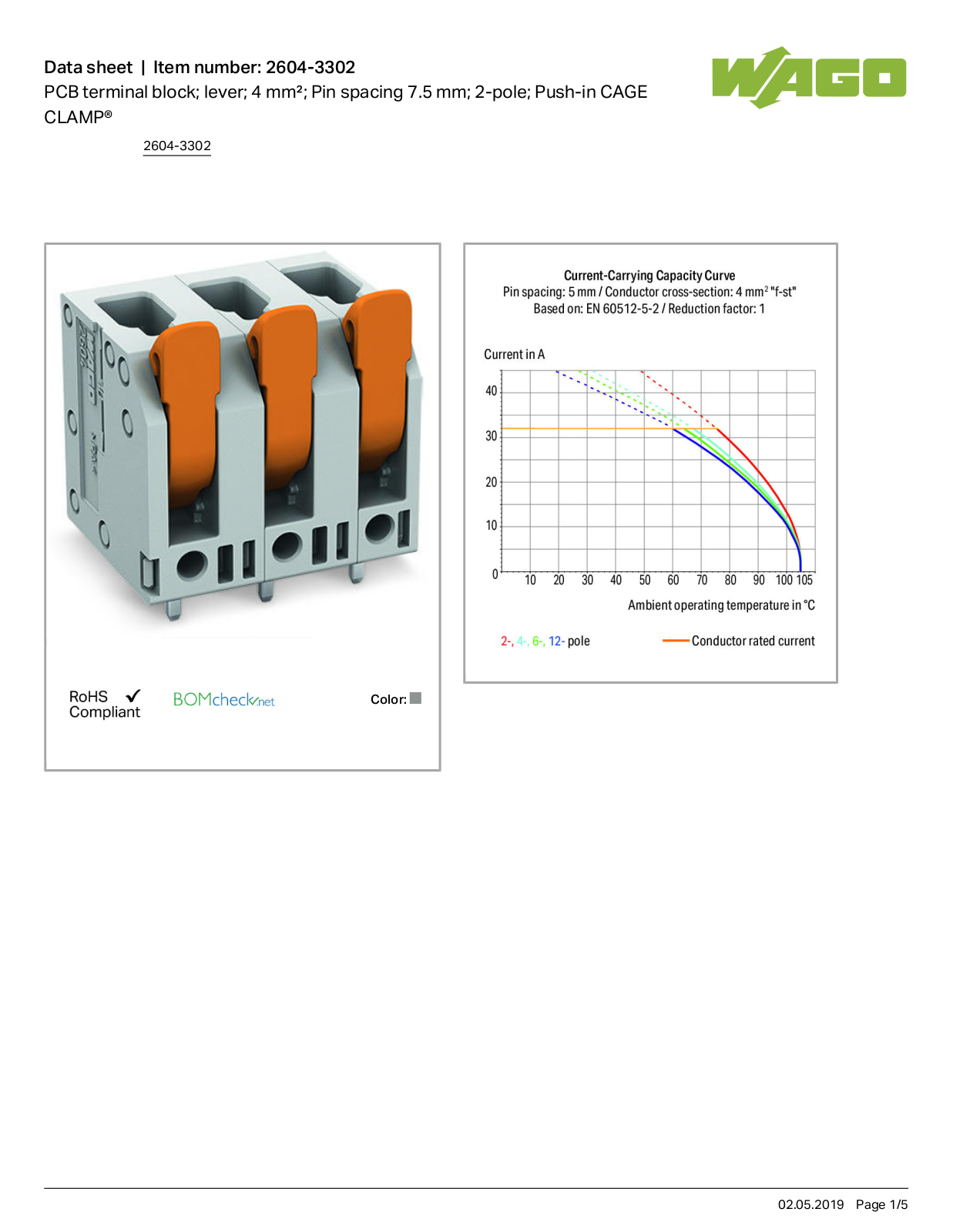 Wago 2604-3302 Data Sheet