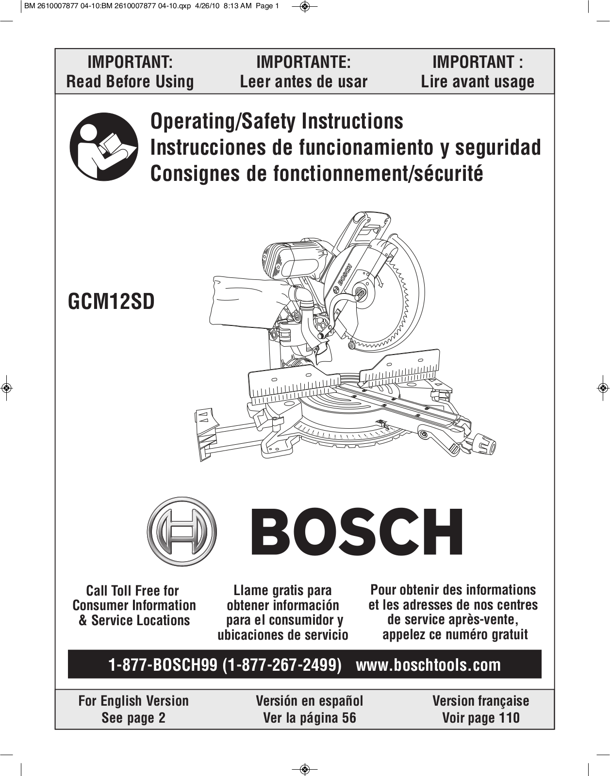 Bosch Power Tools GCM12SD User Manual