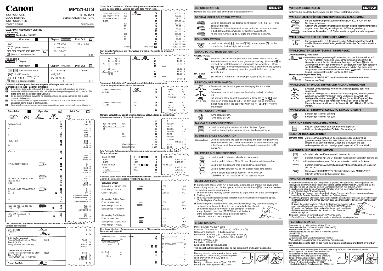 Canon MP-121 DTS User guide