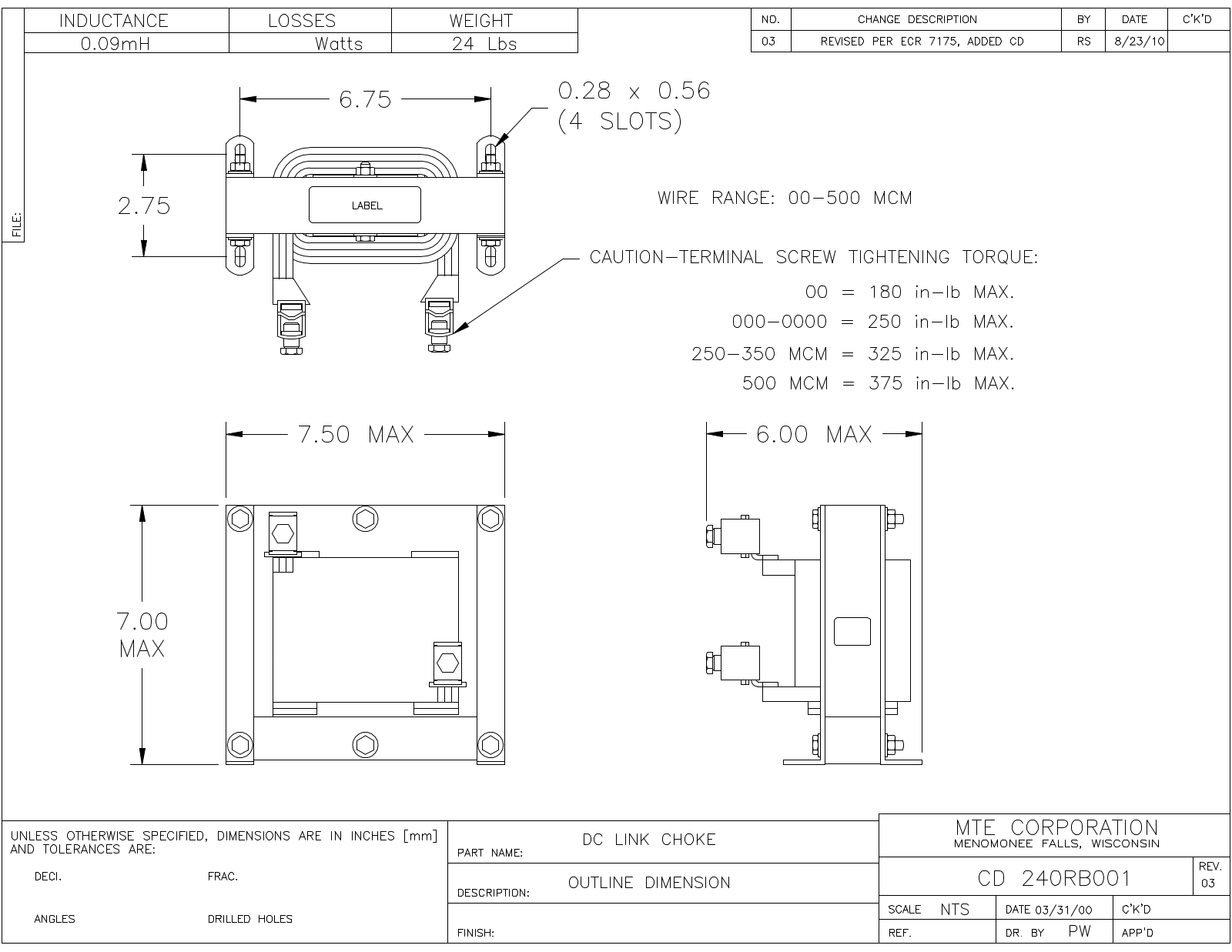 MTE CD 240RB001 CAD Drawings