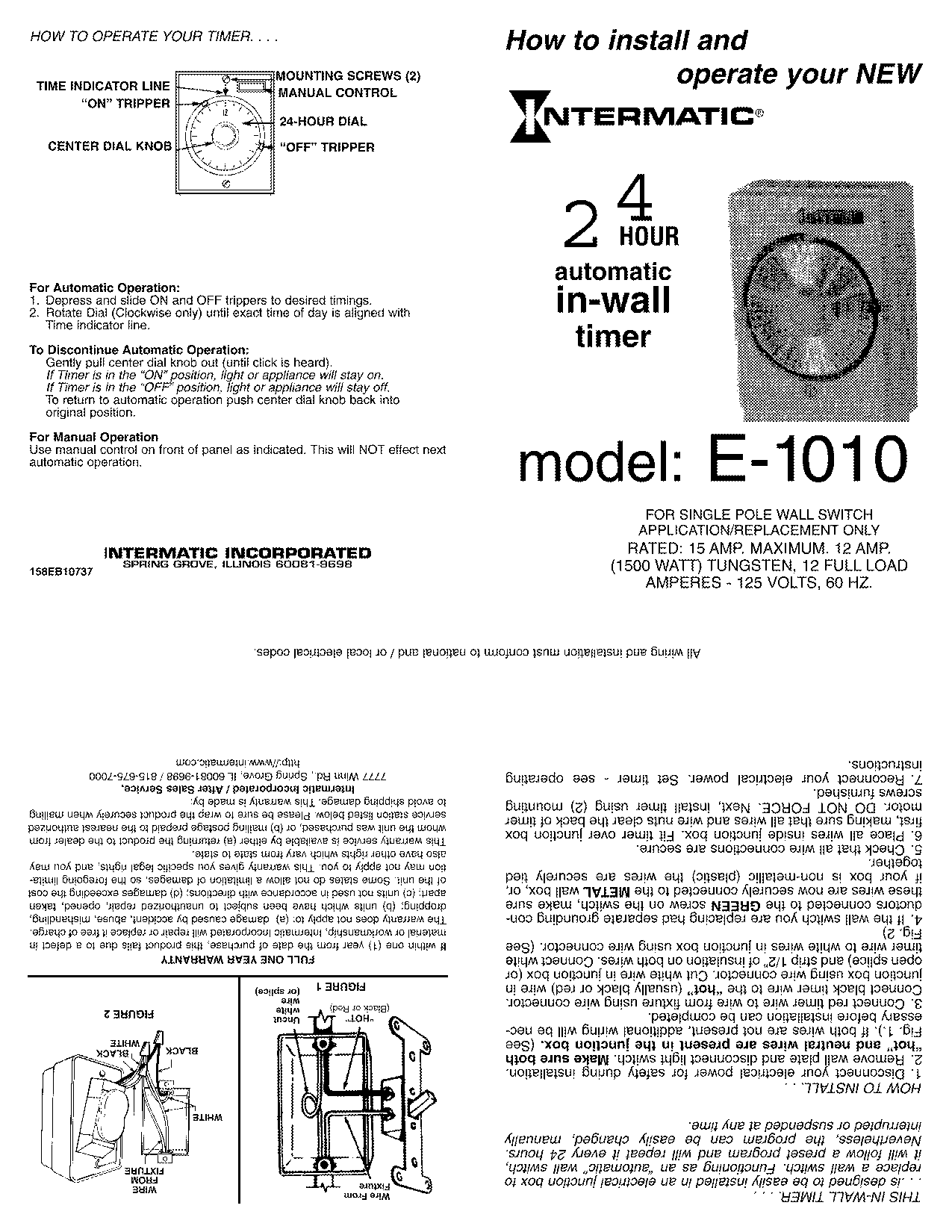 Intermatic E1010 User Manual