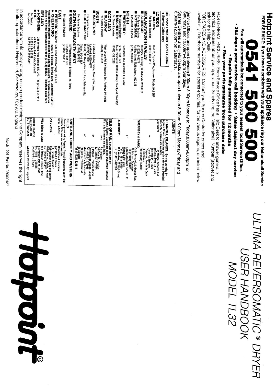 Hotpoint-Ariston HBTL32 User Manual