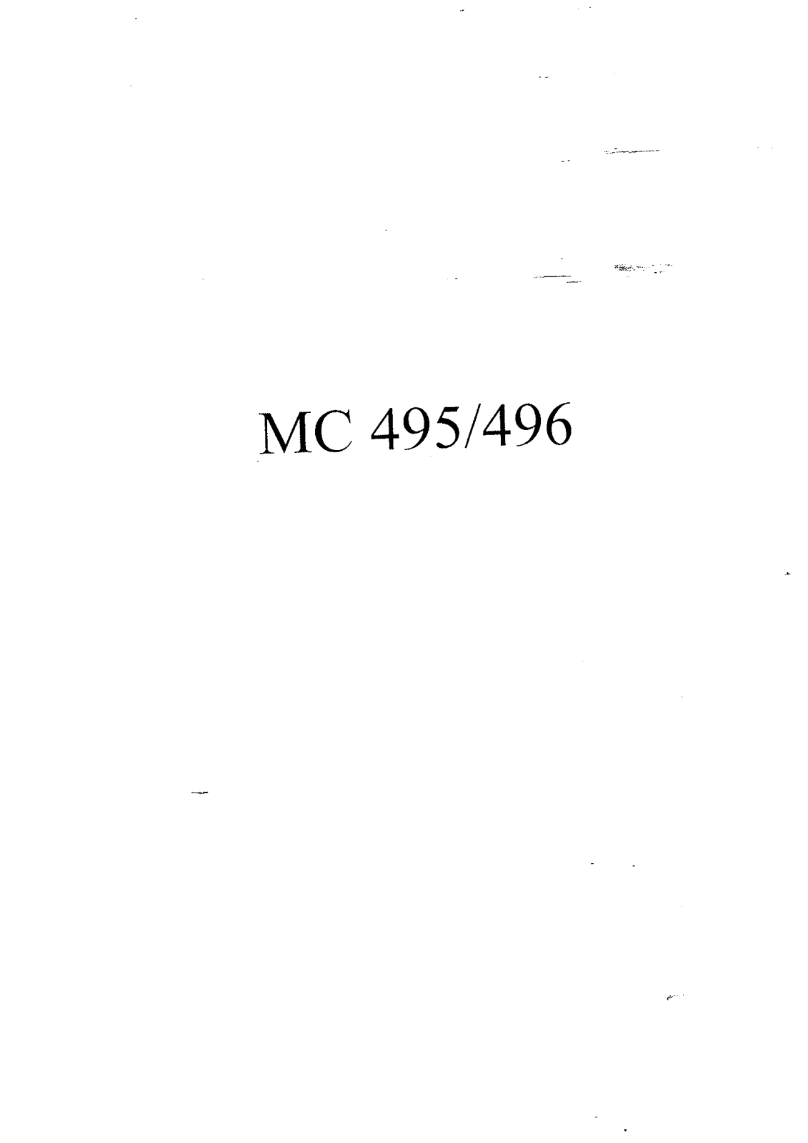 SINGER MC 496 User Manual