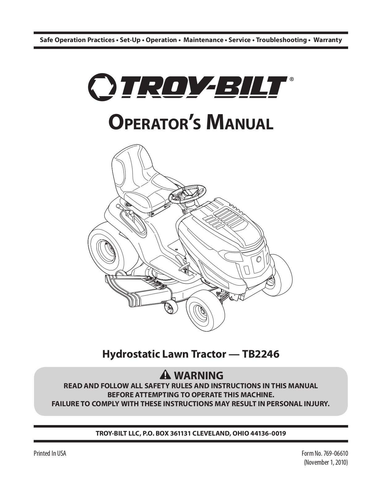 Troy-Bilt TB2246 User Manual