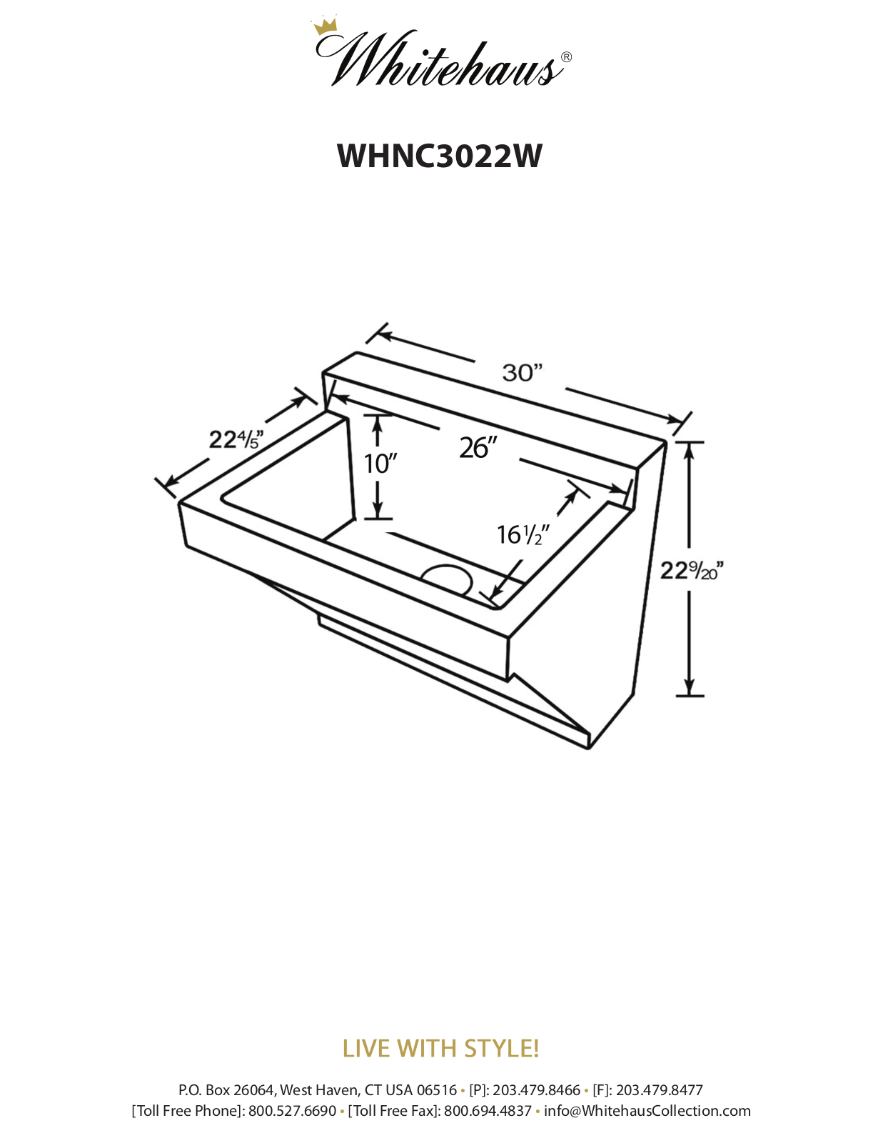 Whitehaus Collection WHC2606 Specifications - ManualMachine.com