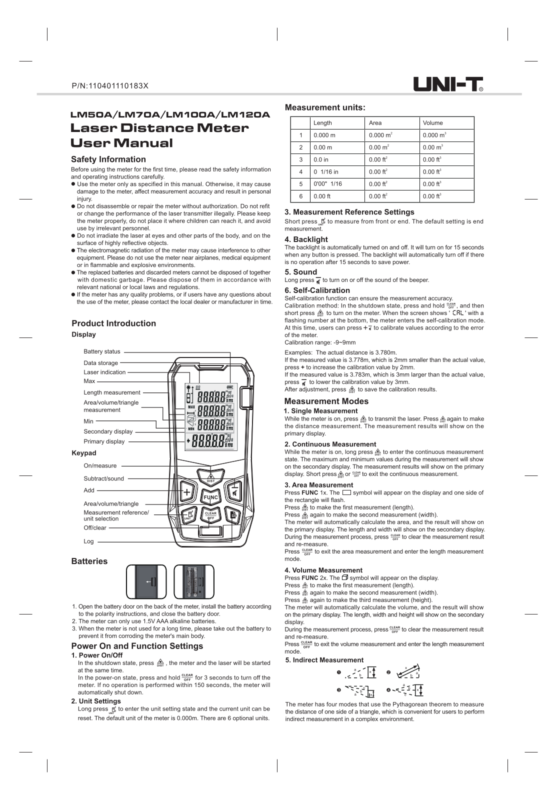 UNI-T LM120A, LM50A User guide - ManualMachine.com