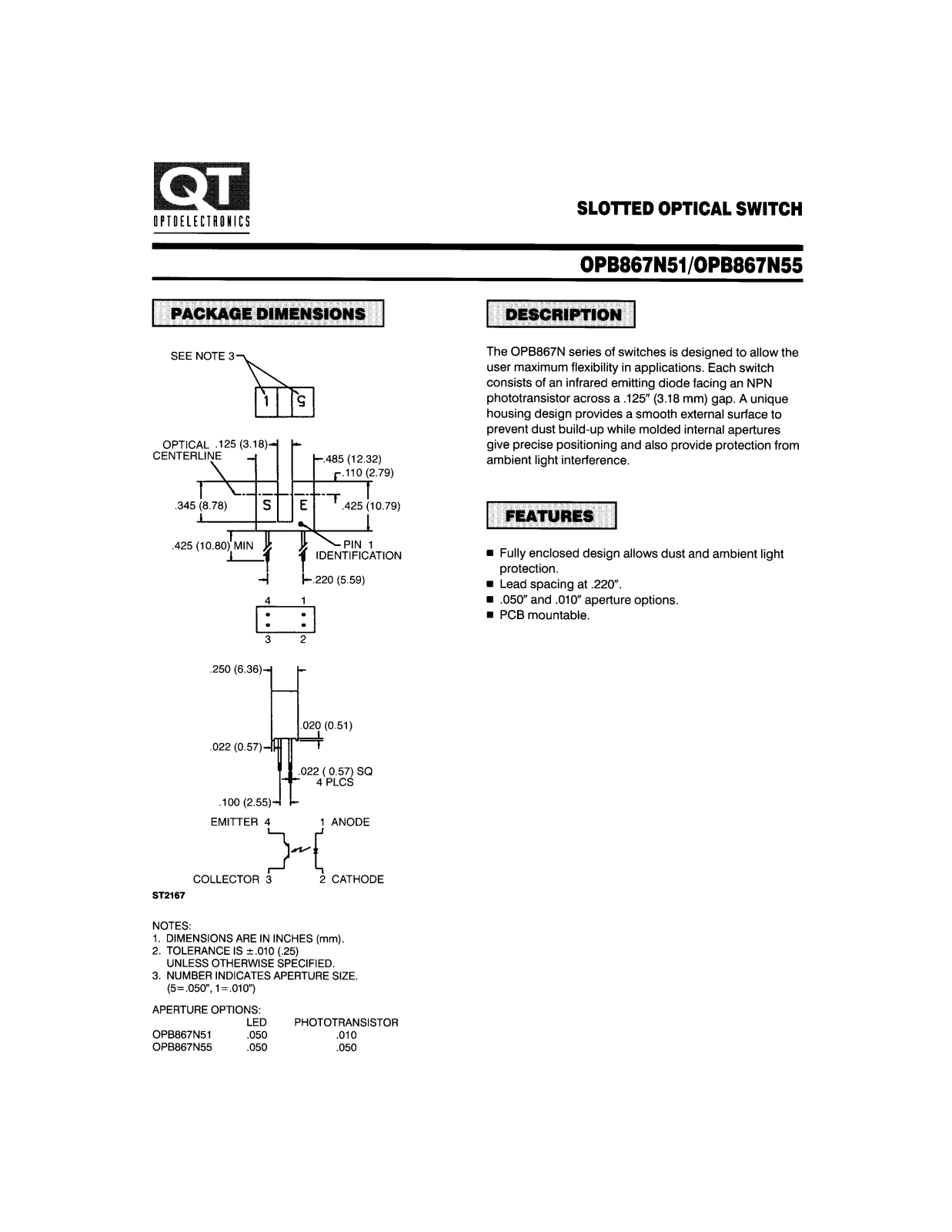 QT OPB867N55, OPB867N51 Datasheet