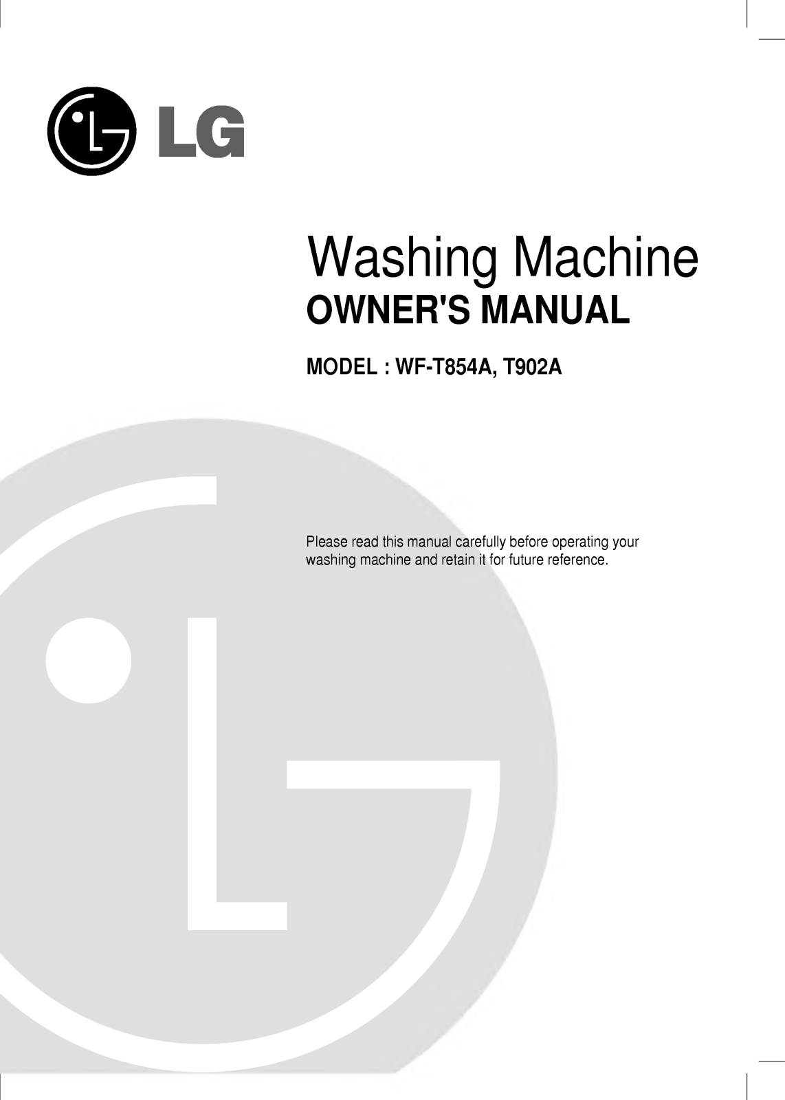 LG WF-T902A User Manual