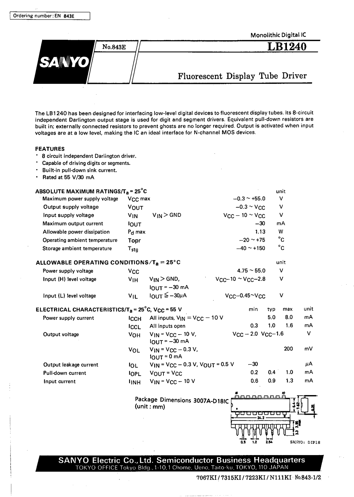 Datasheet LB1240 Datasheet (SANYO) - ManualMachine.com