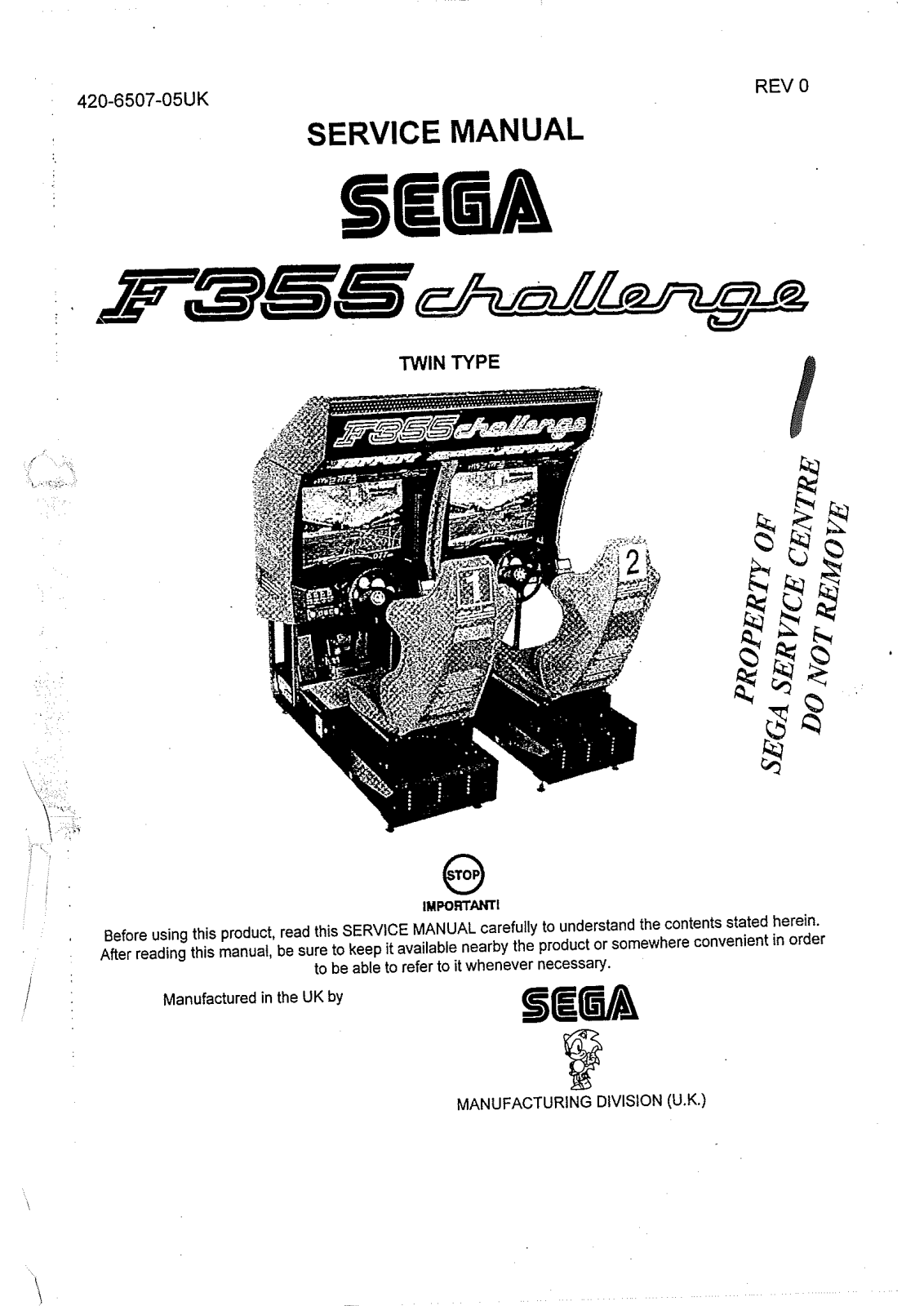 Sega F355 TWIN User Manual