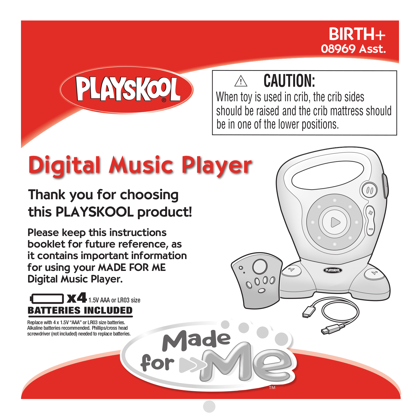 Hasbro Made for Me Digital Music Player, Made for Me MP3 Player Orange, Made for Me MP3 Player Blue, Made for Me MP3 Player Pink Instruction