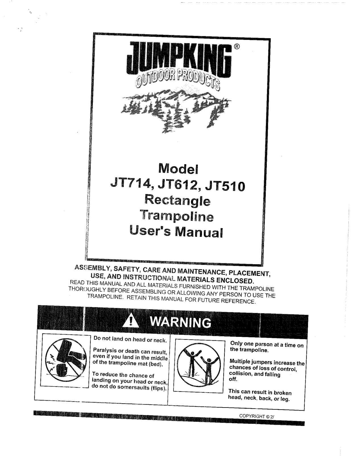 Jumpking JT510, JT714, JT612 User Manual