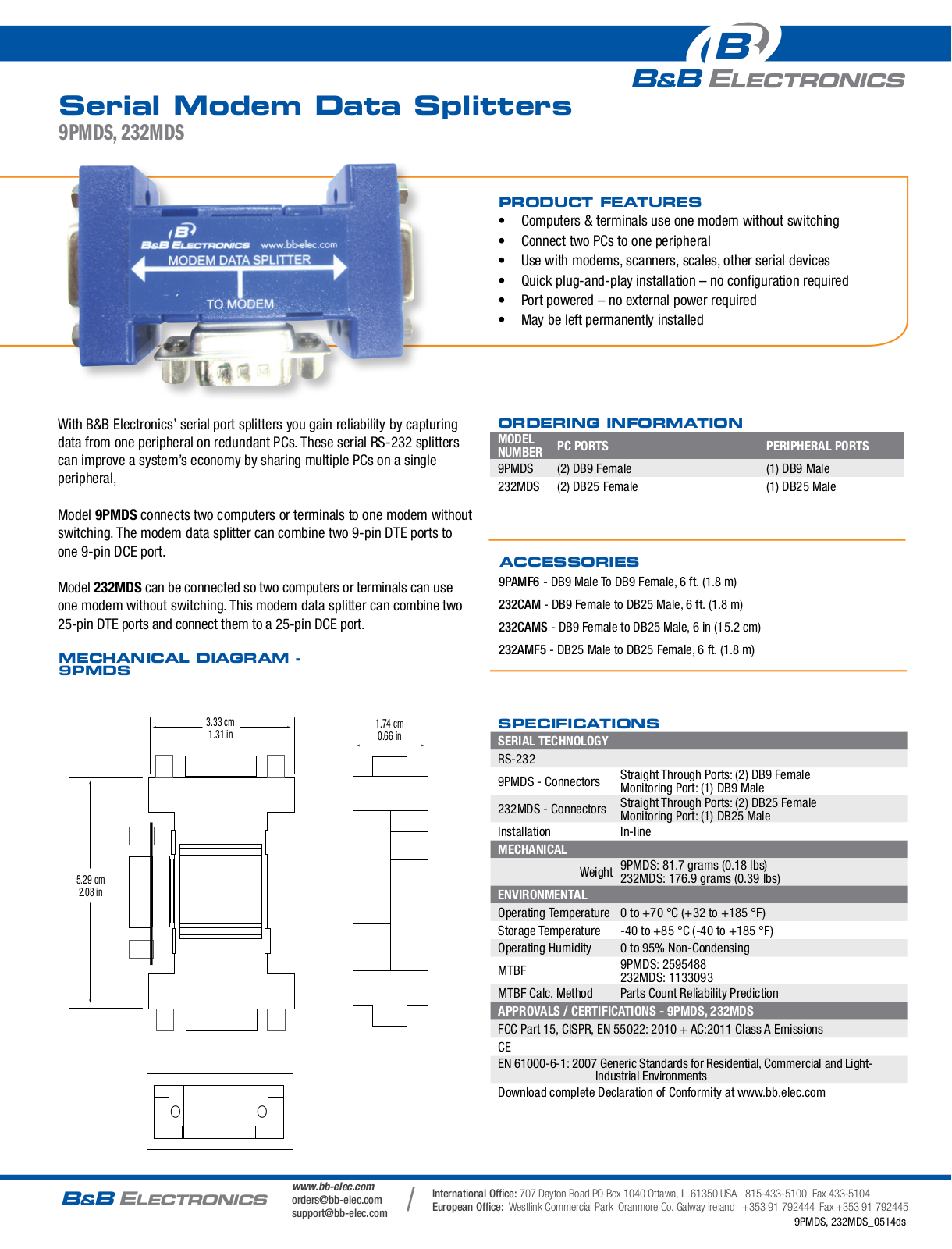 B&B Electronics 9PMDS Datasheet