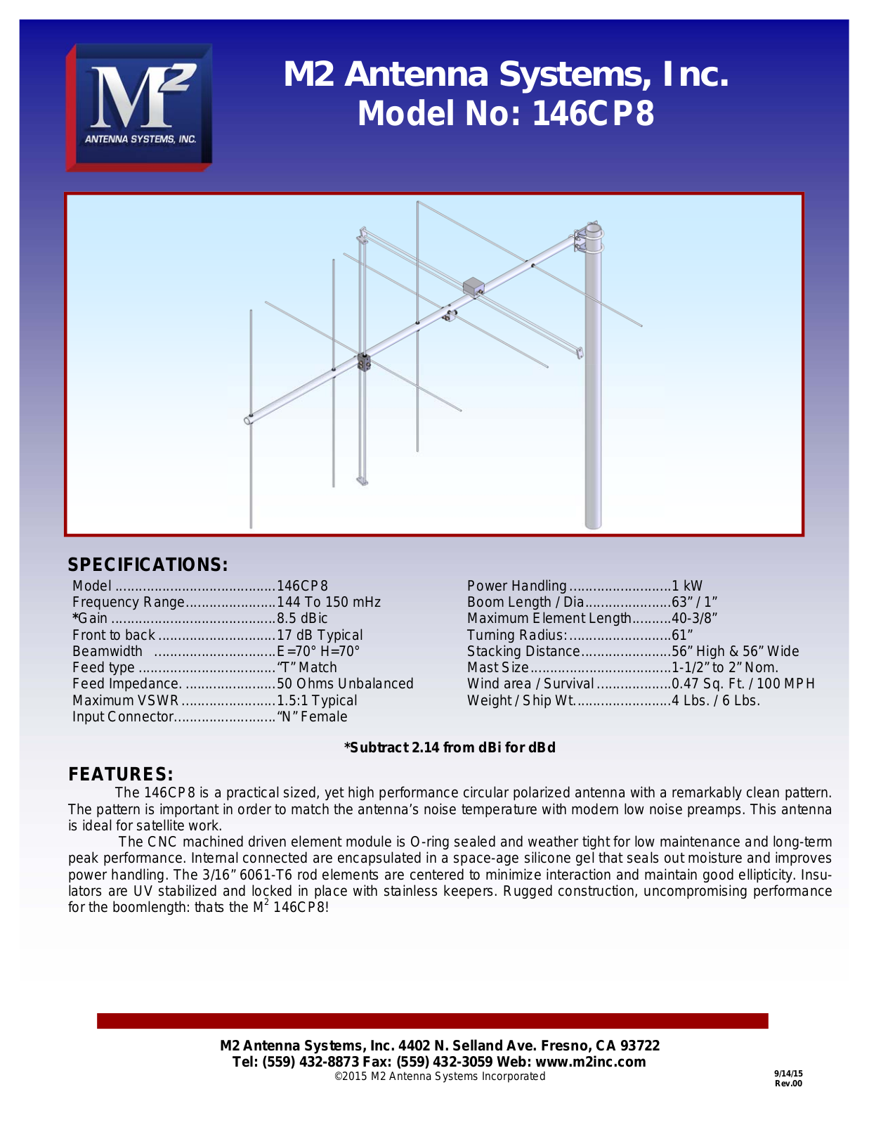 M2 Antenna Systems 146CP8 User Manual