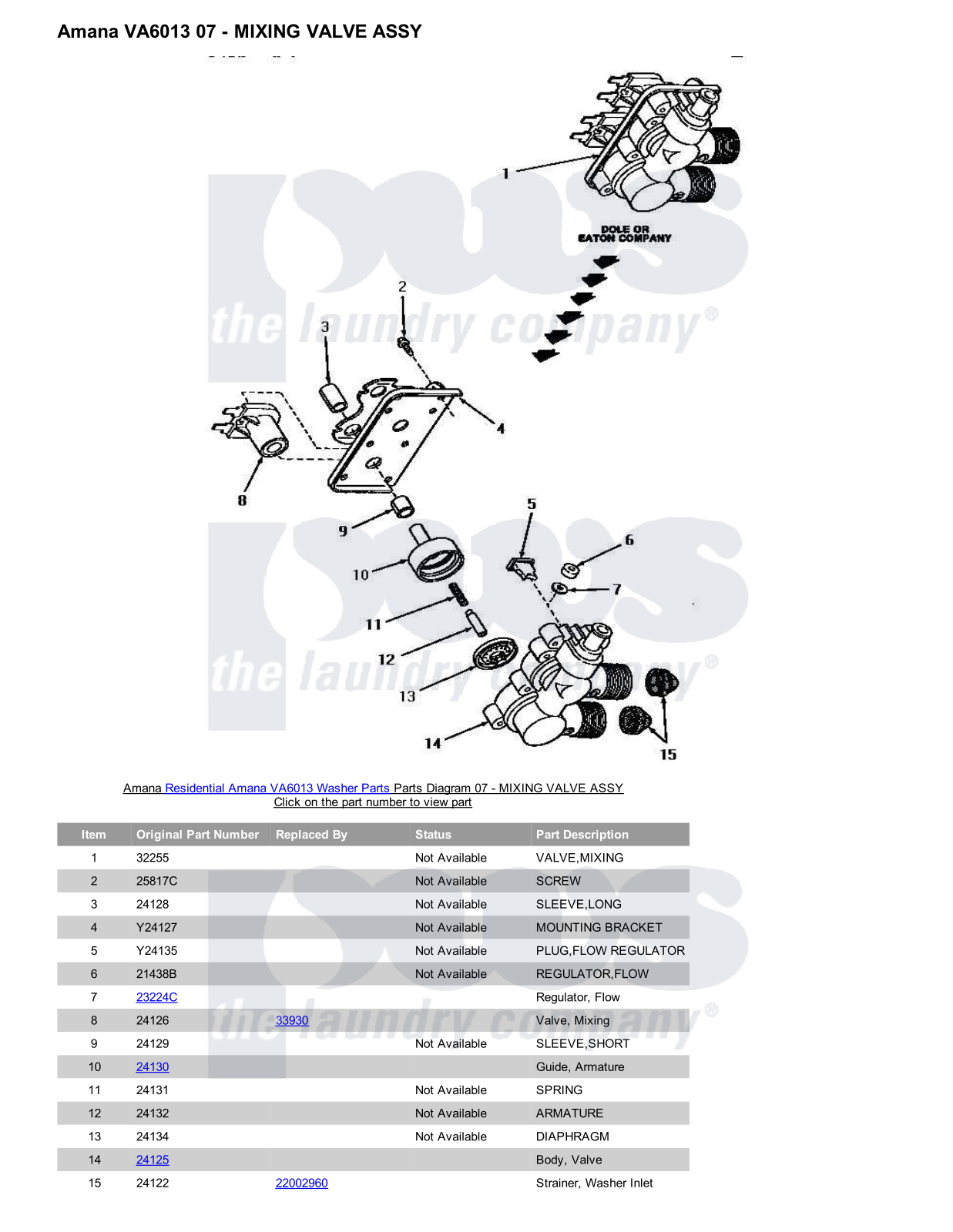 Amana VA6013 Parts Diagram