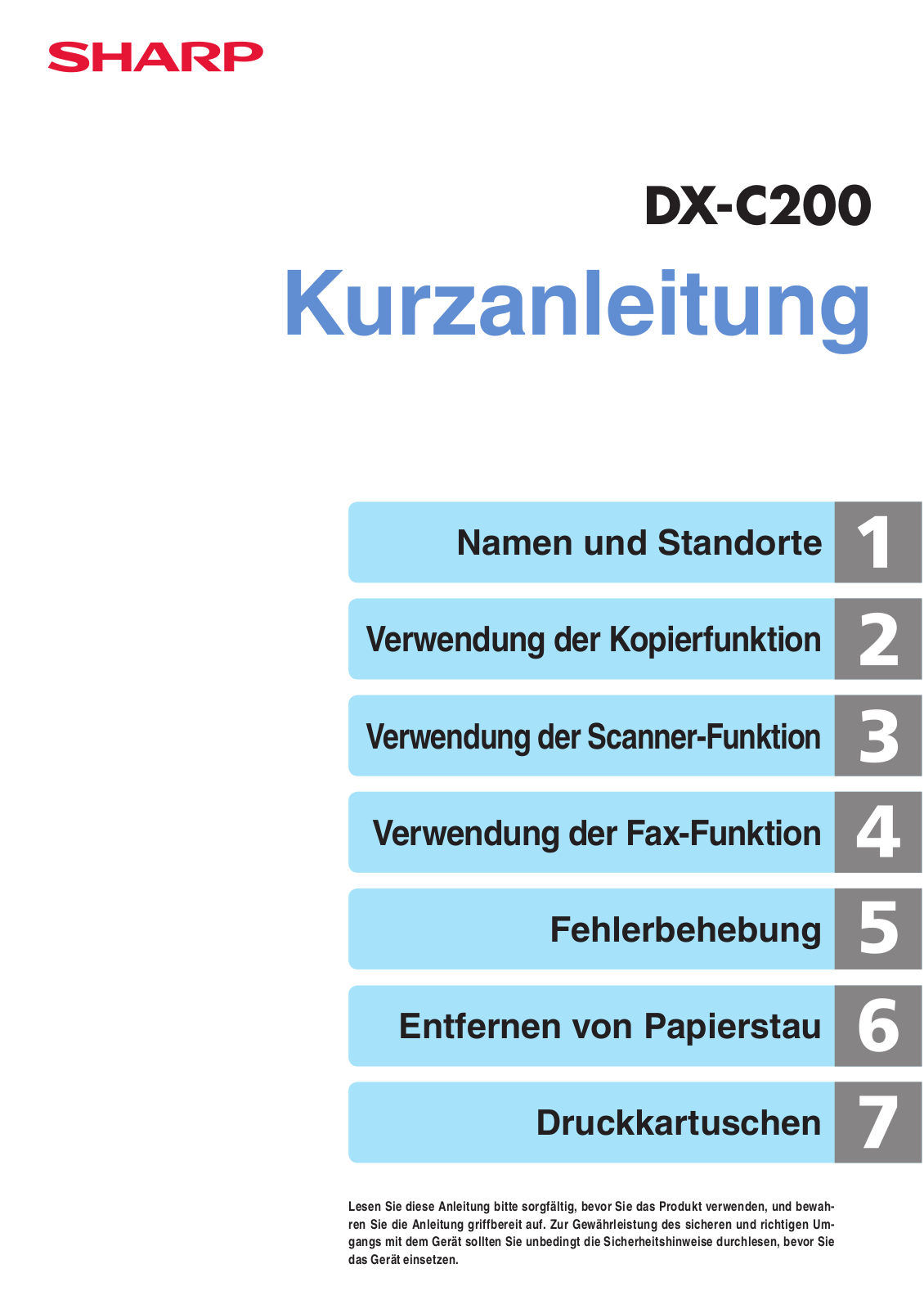 Sharp DX-C200 OPERATION MANUAL