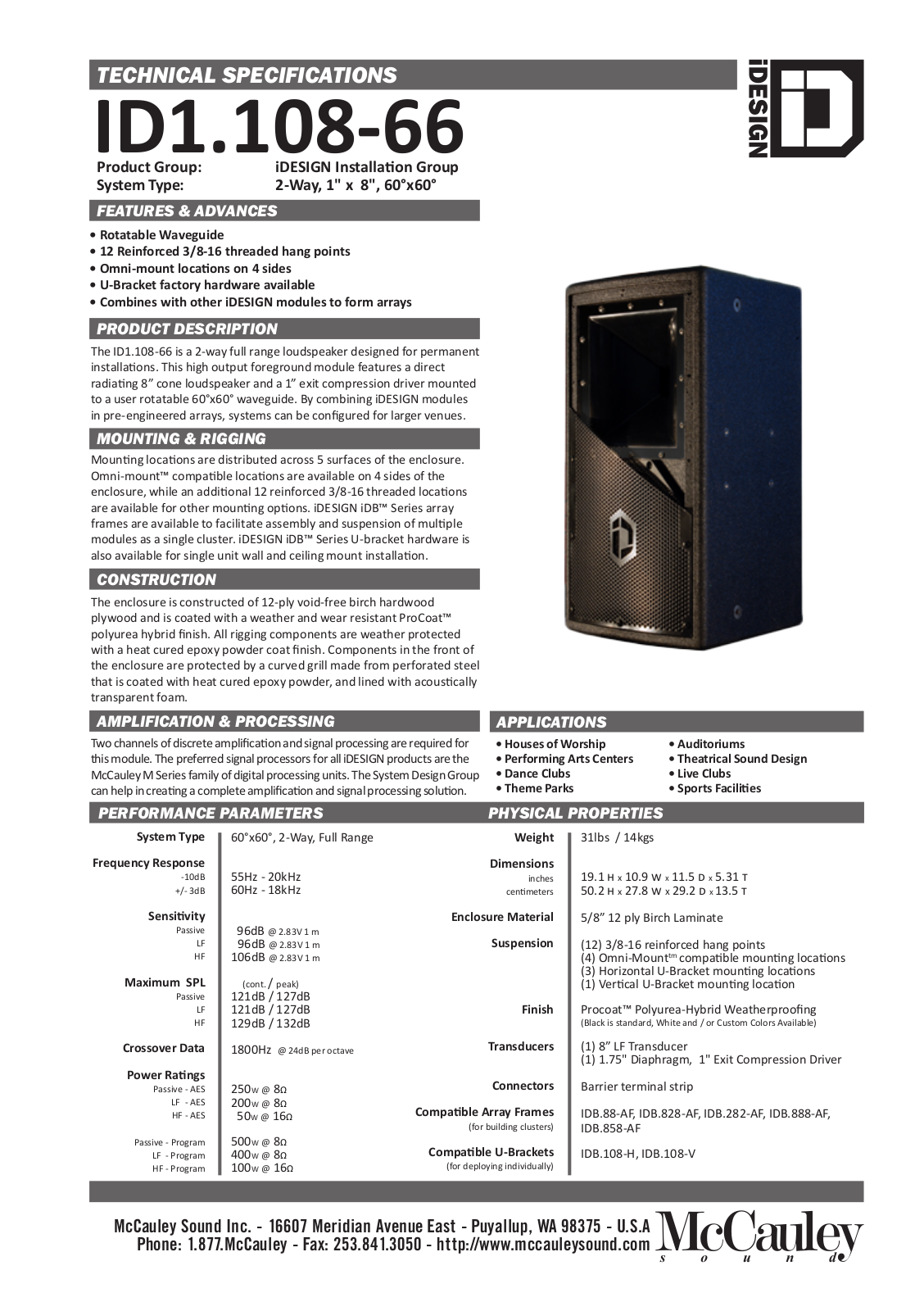 McCauley ID1.108-66 Specifications