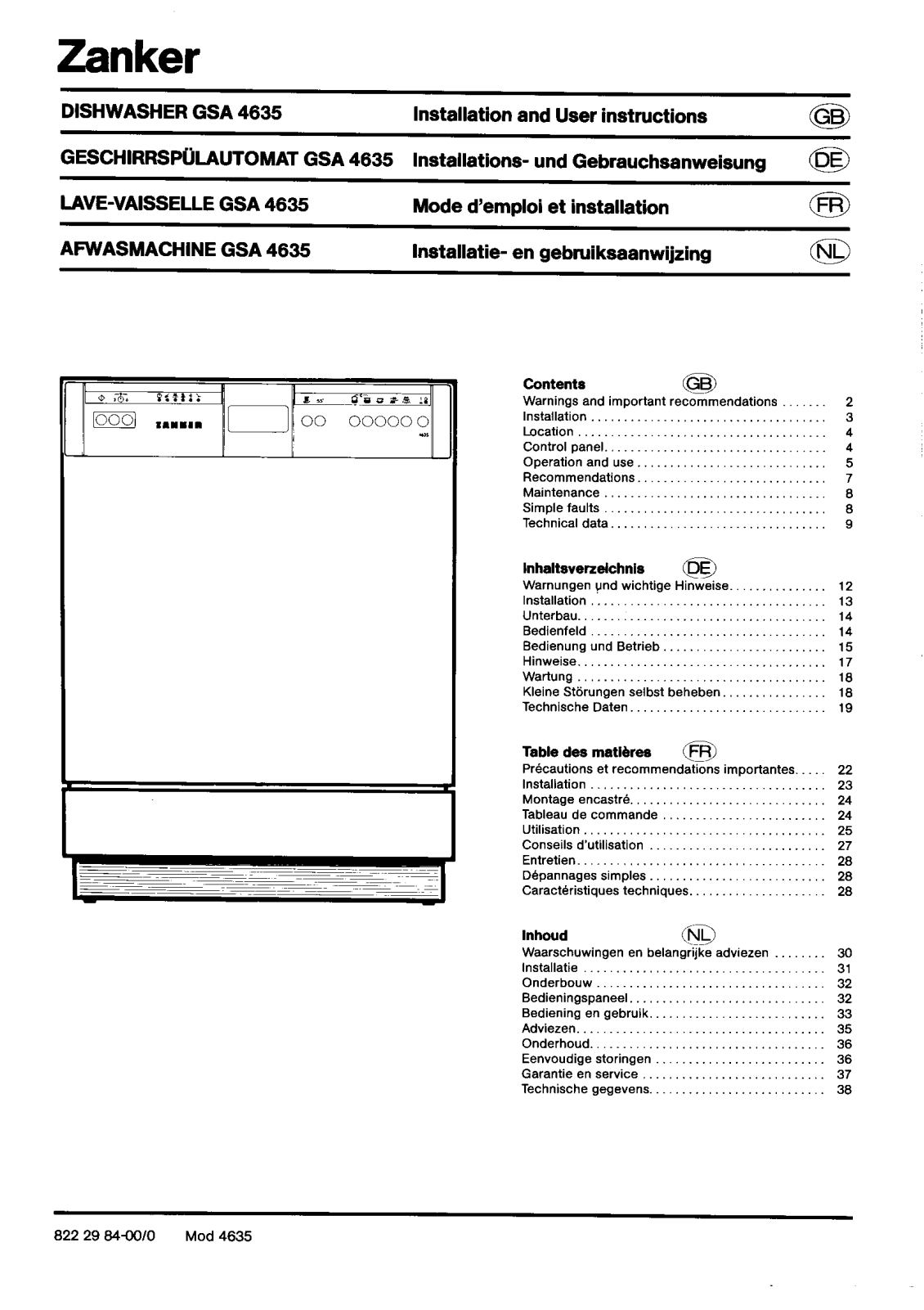 Zanker 4635 User Manual