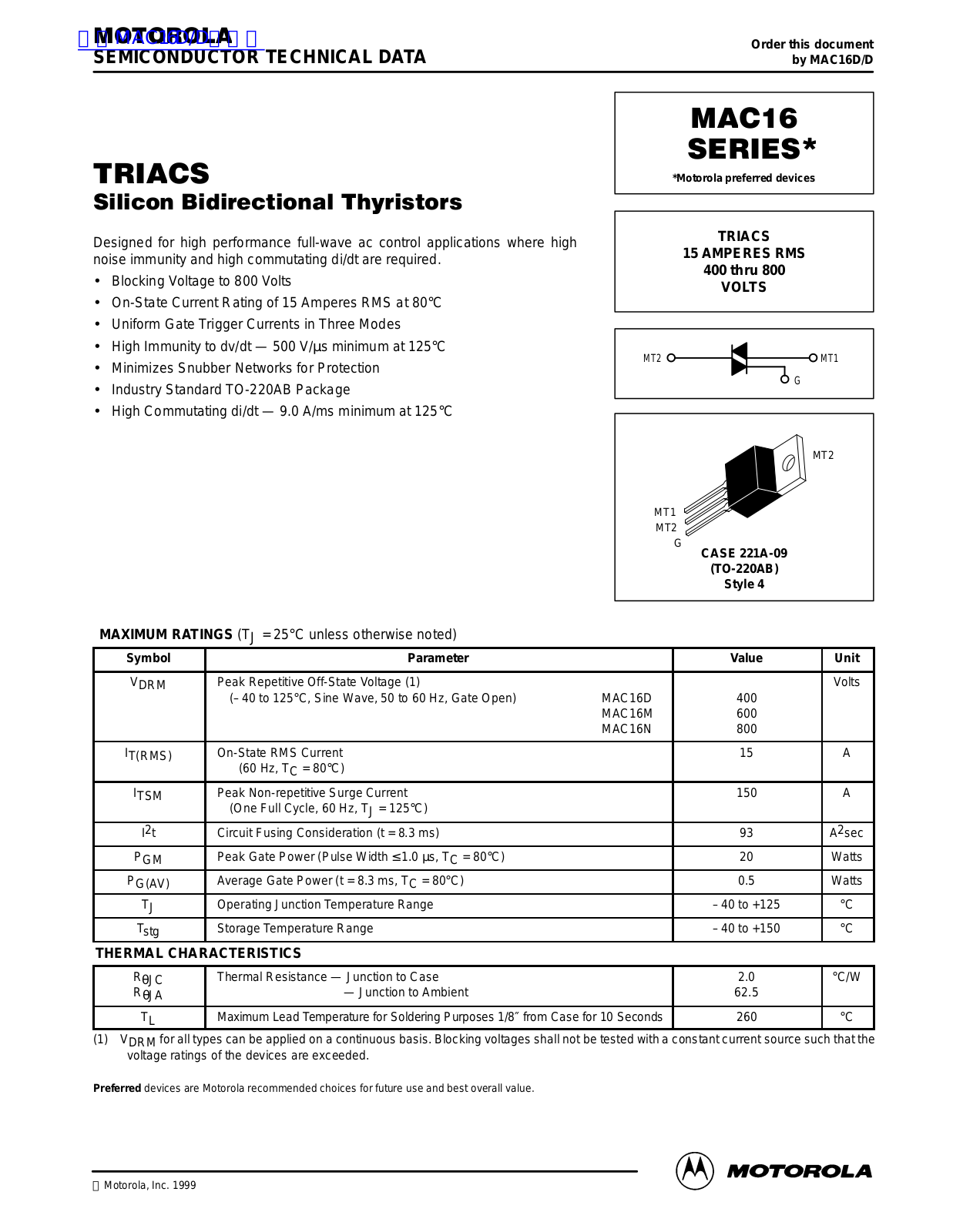 MOTOROLA MAC16 User Manual