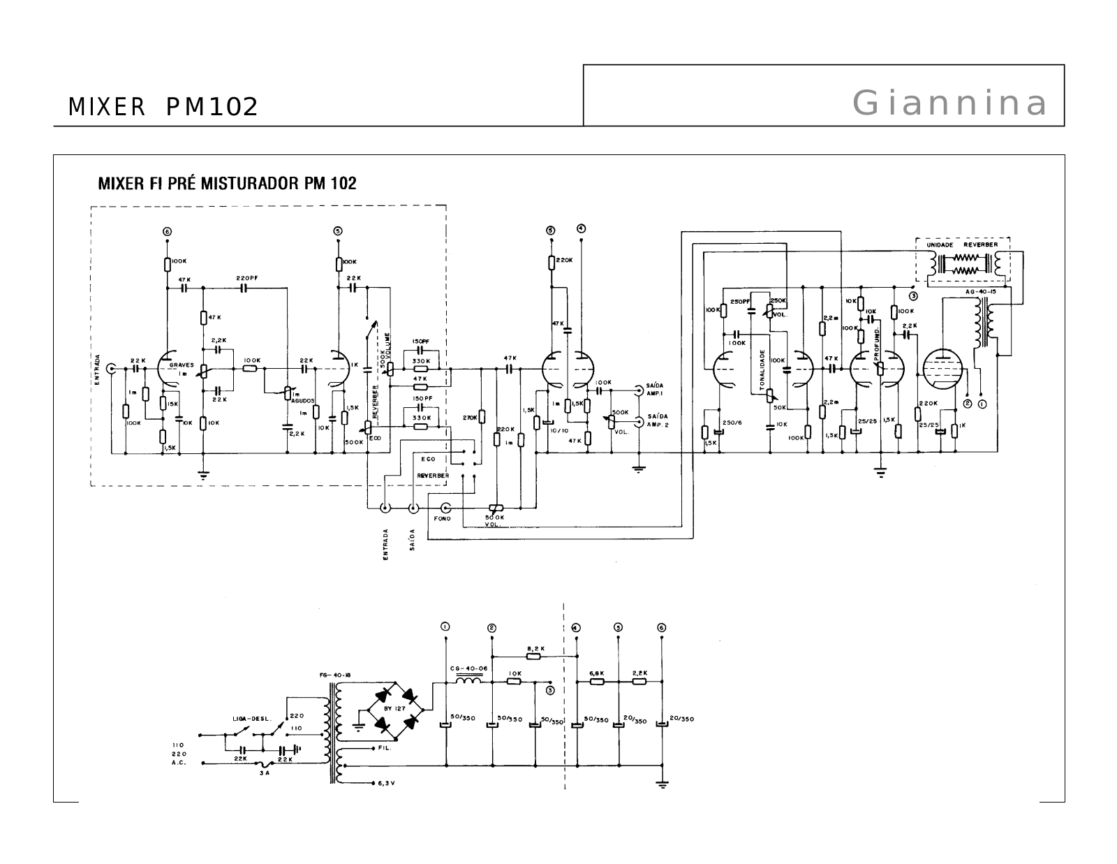 Giannini Mixer PM102 Schematic