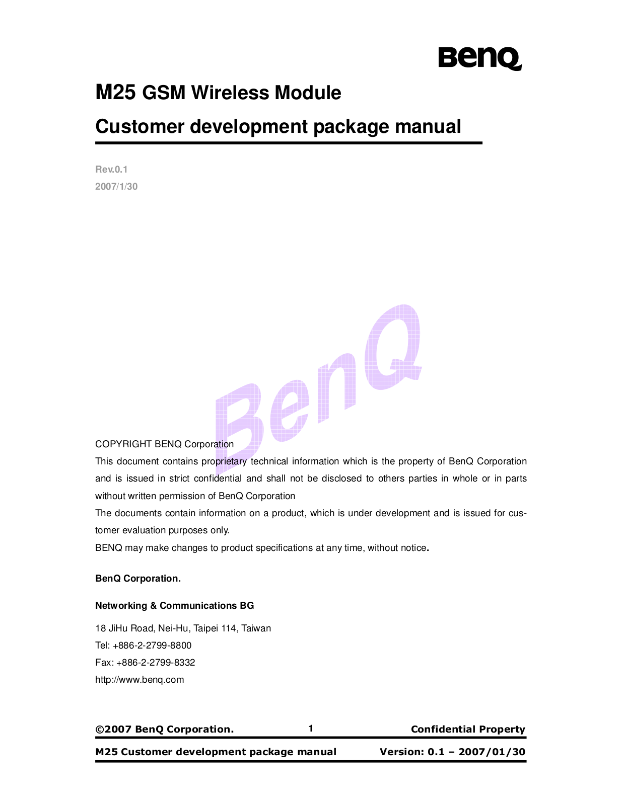 Benq M25 Manual revised