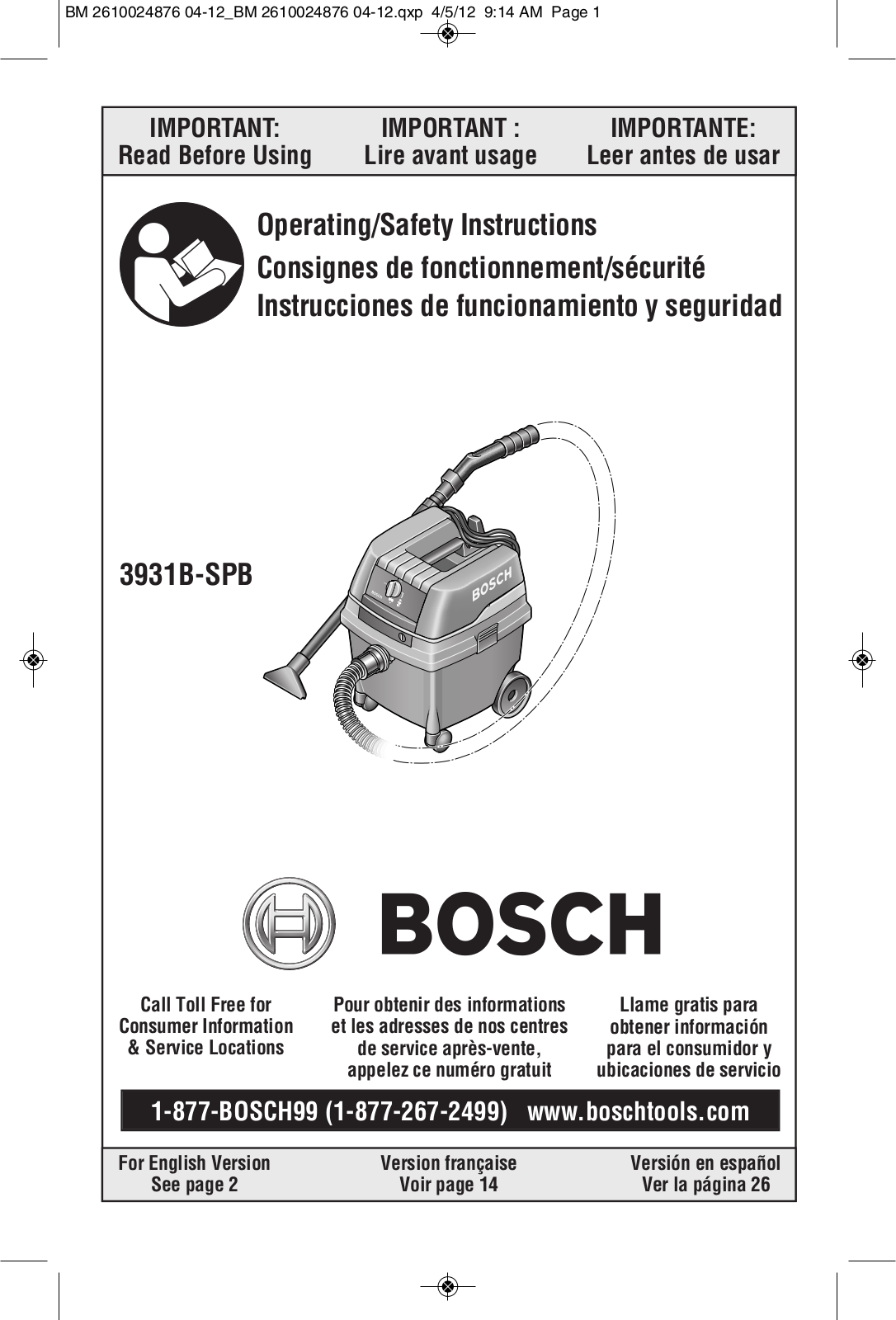 Bosch Power Tools 3931B-SPB User Manual