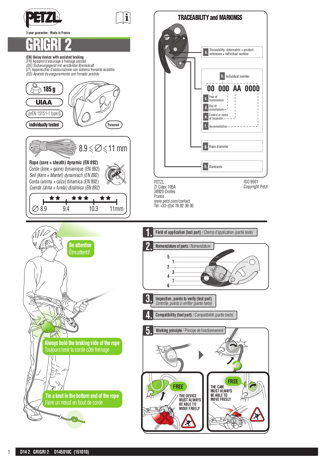 Petzl GRIGRI 2 User Manual