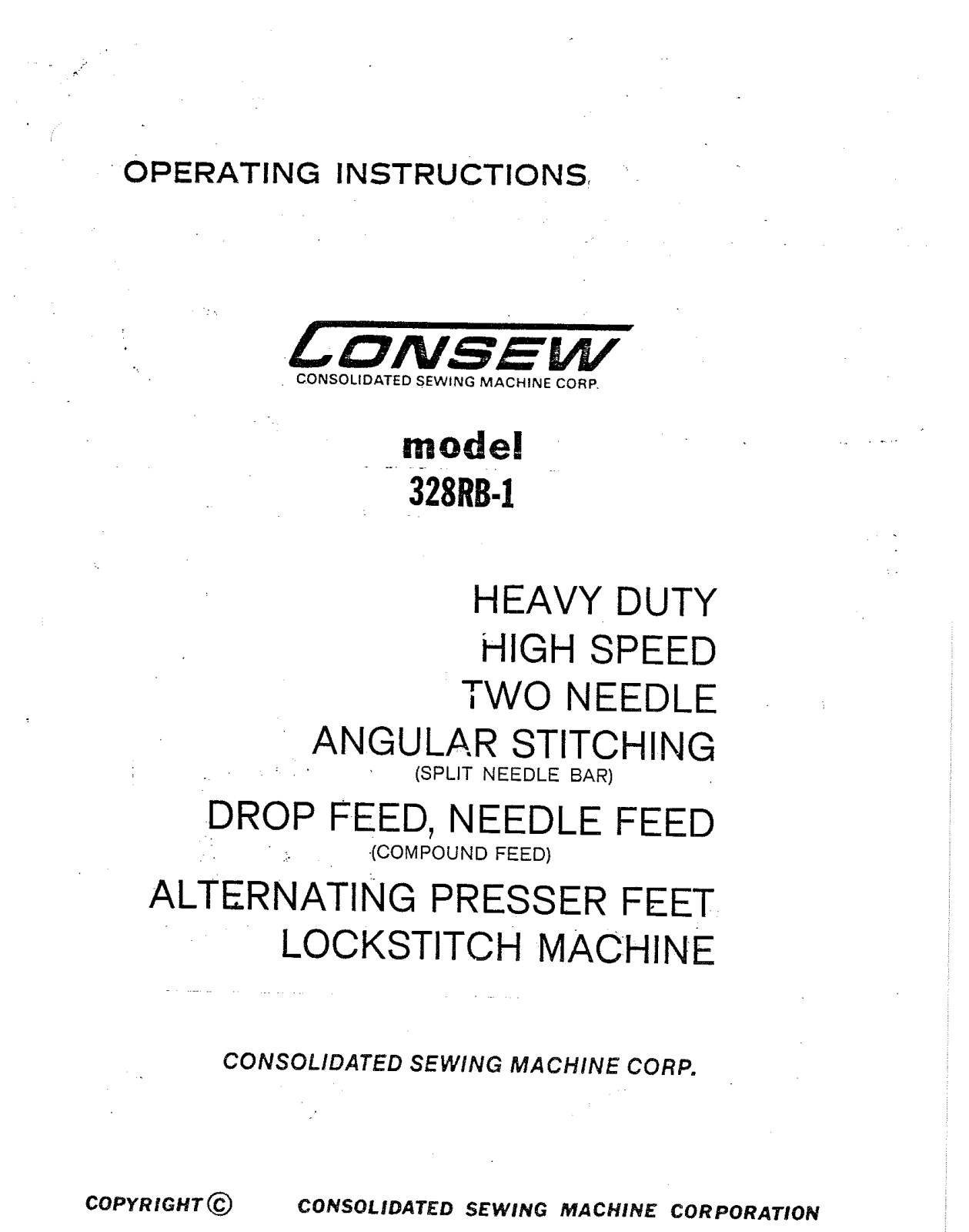 CONSEW 328RB-1 Operating Instruction