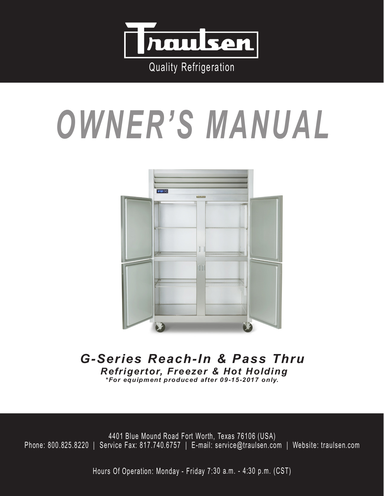 Traulsen G12000 Operator’s Manual