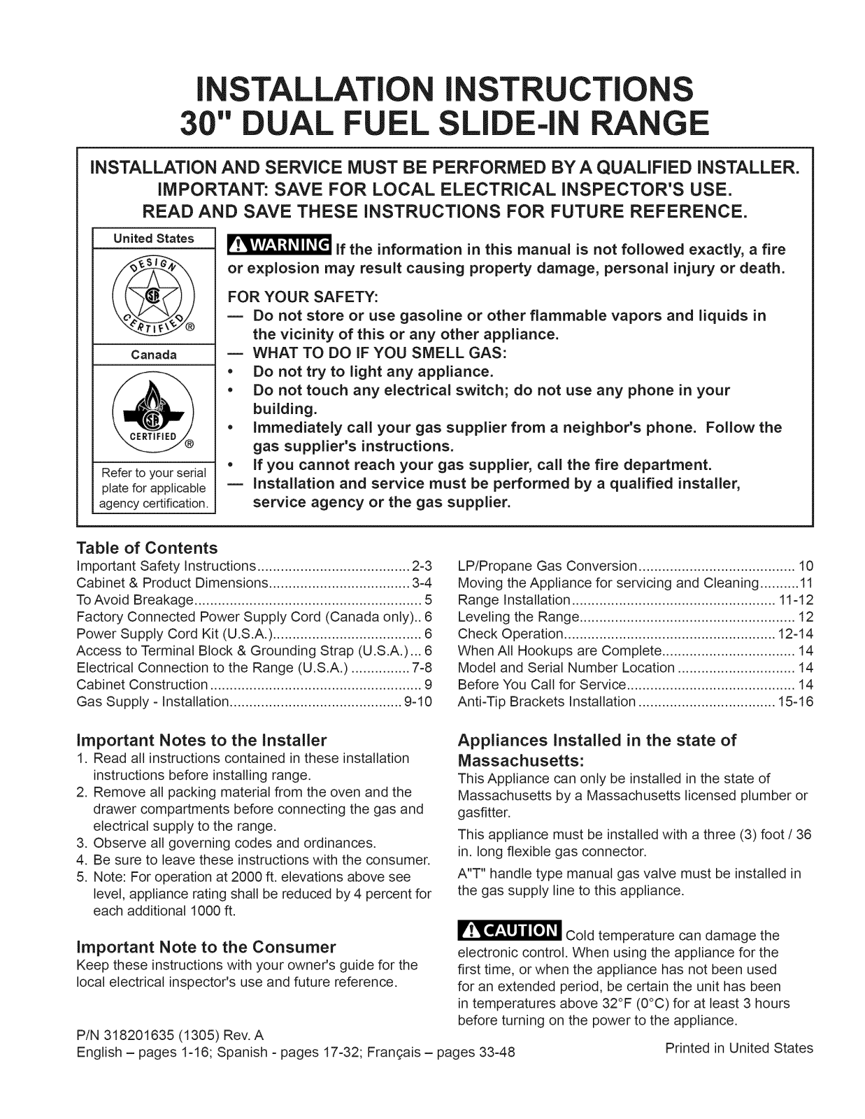 Frigidaire CGDS3065PFB, CGDS3065PFC, CGDS3065PFG, CGDS3065PFH, CGDS3065PFJ Installation Guide - ManualMachine.com